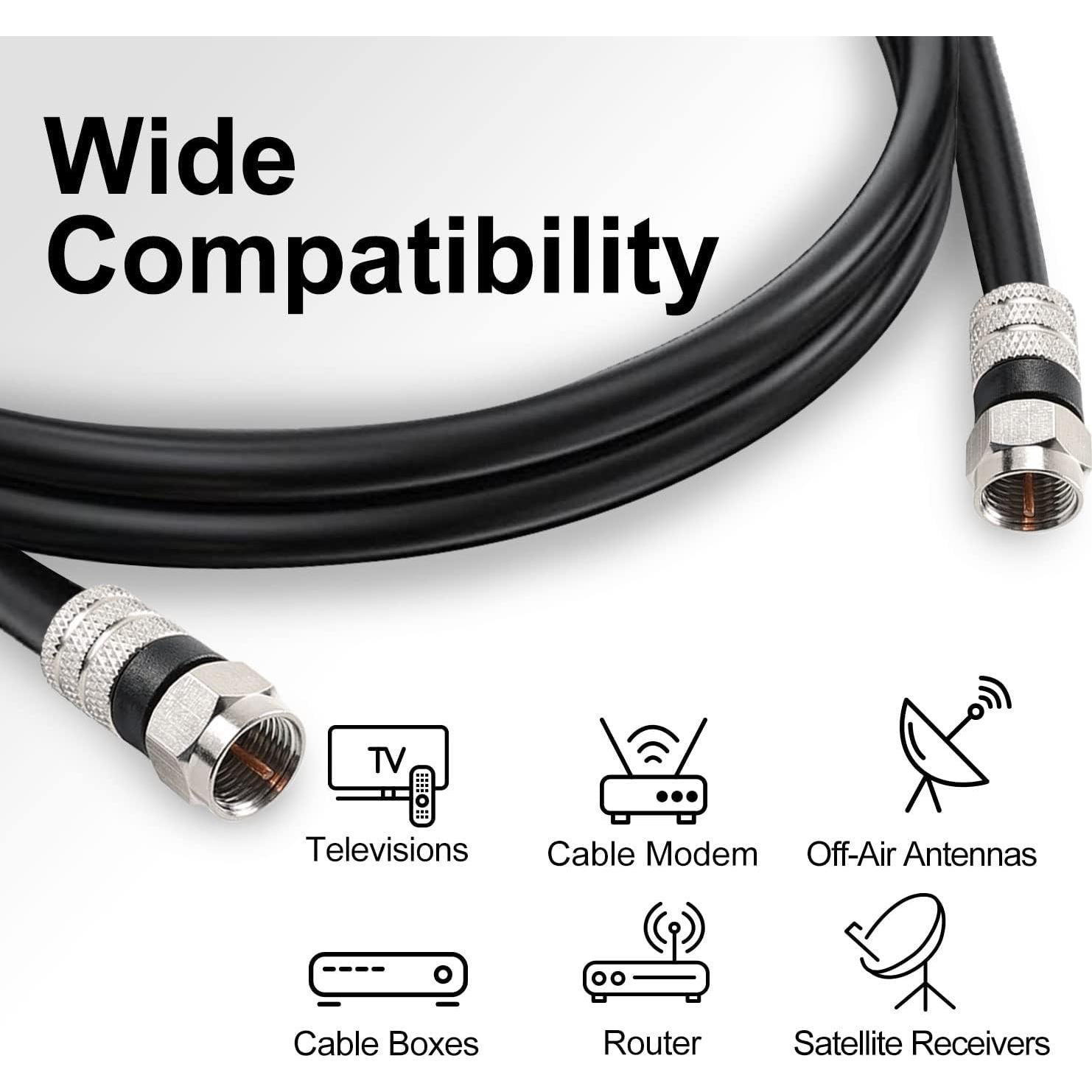 Cable Coaxial Digital Postta 1.83m Cuádruple Apantallado Negro