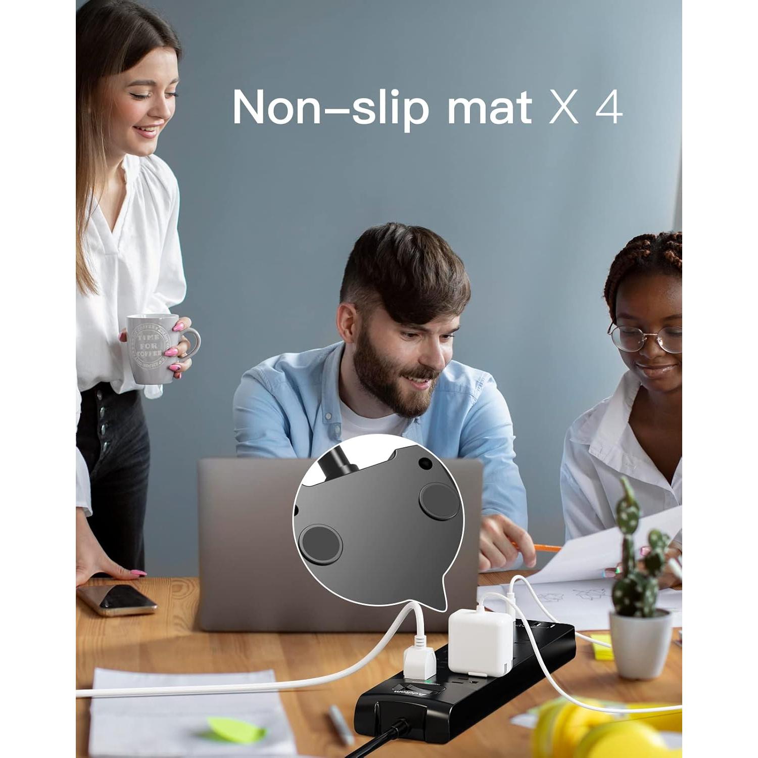 Regleta de Energía Addtam 10 Salidas AC 4 USB 1.83m Negro