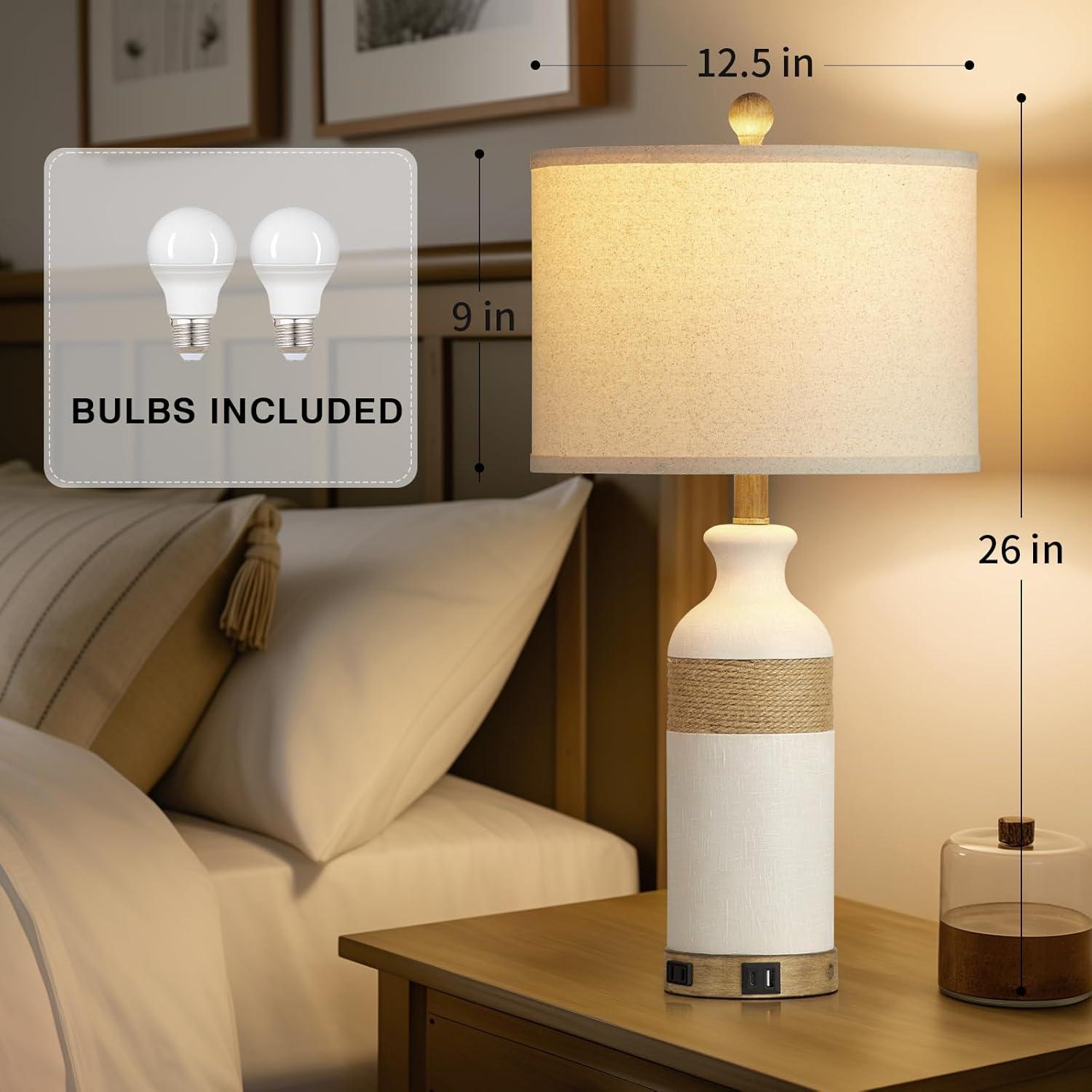 Lámparas de Mesa Boho Cinkeda 66 cm con Puertos USB y Toma de Corriente