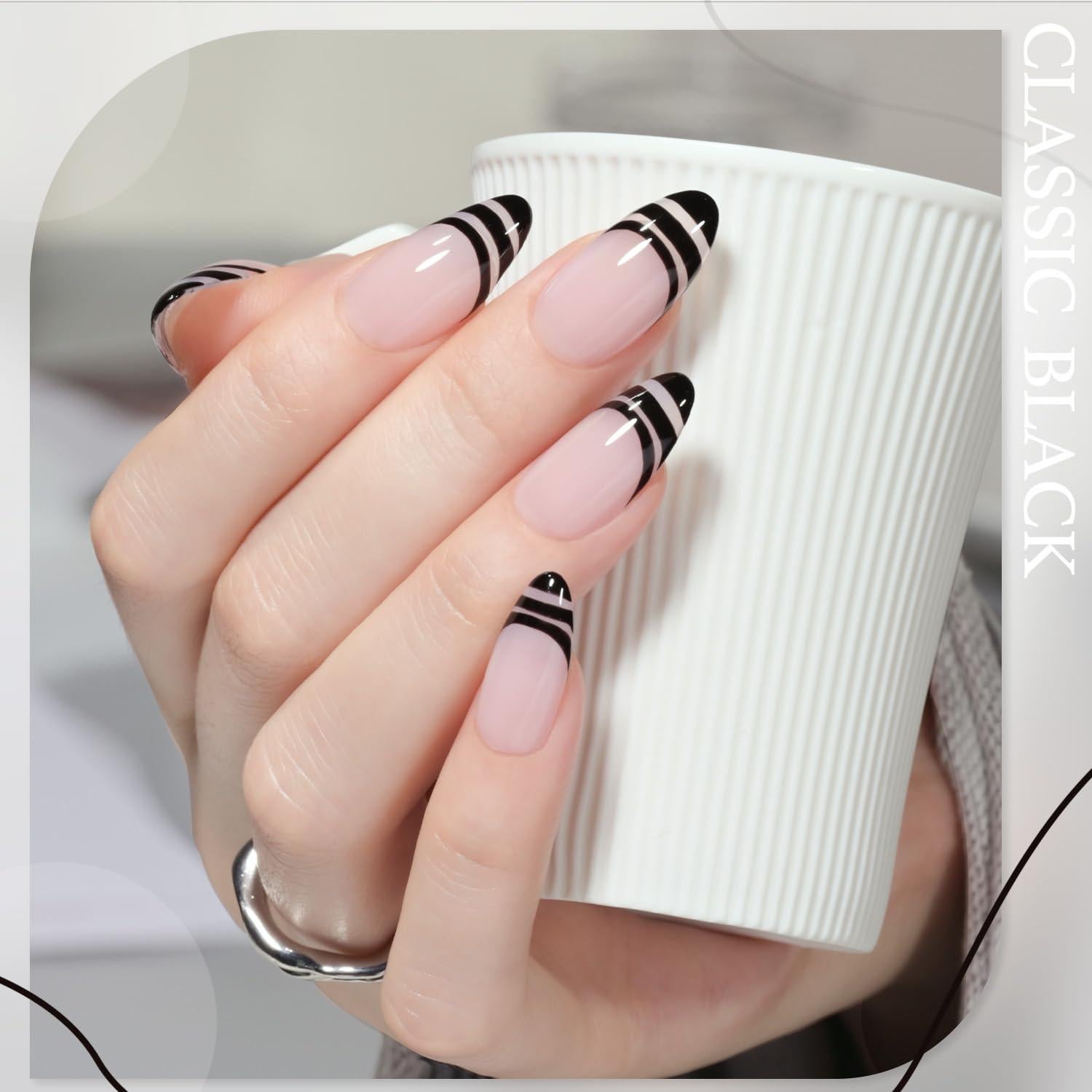 Esmalte de Uñas en Gel Negro GAOY 8ml con Pincel de Precisión