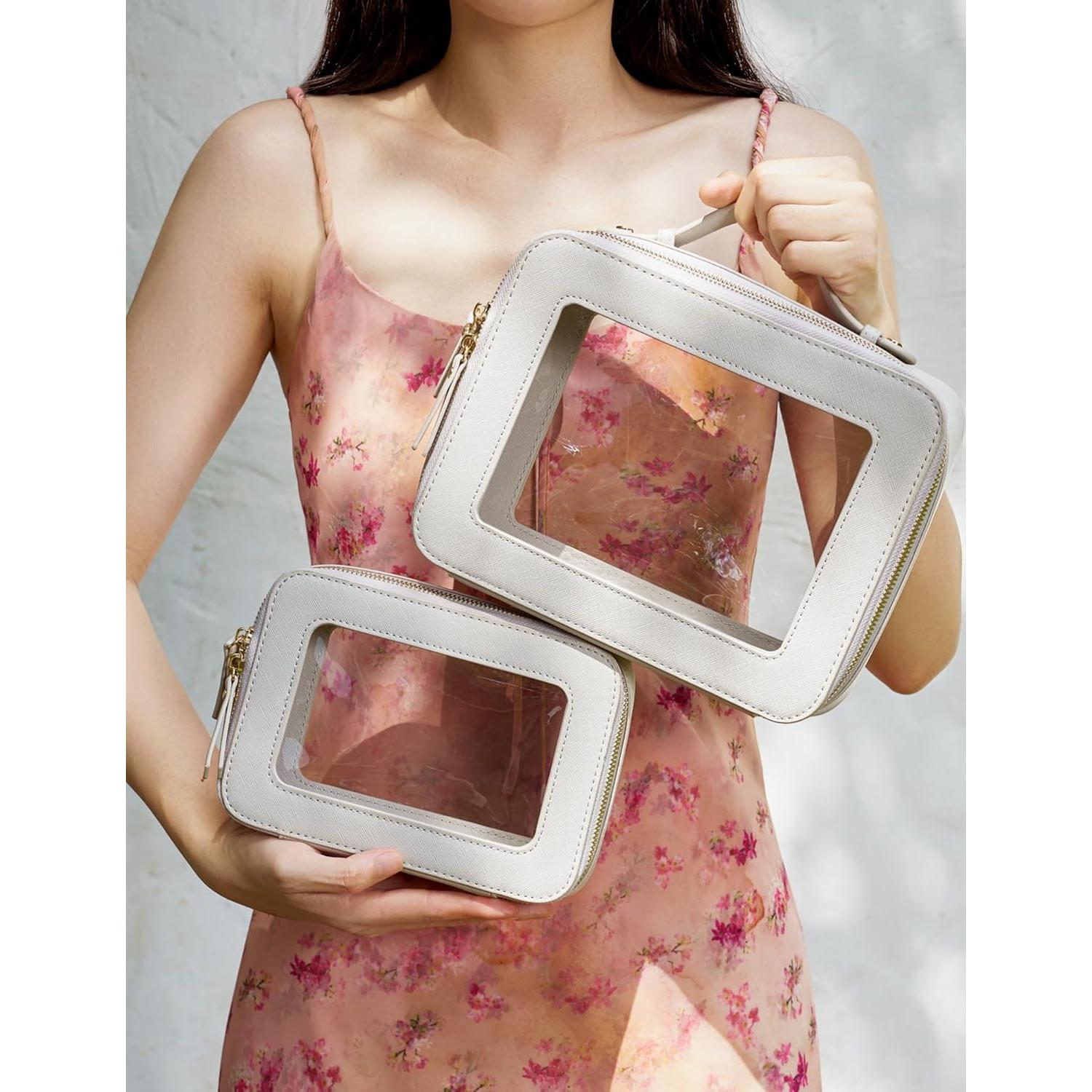 Bolsa de Maquillaje Transparente Popvibe Doble Elegancia 2 Piezas