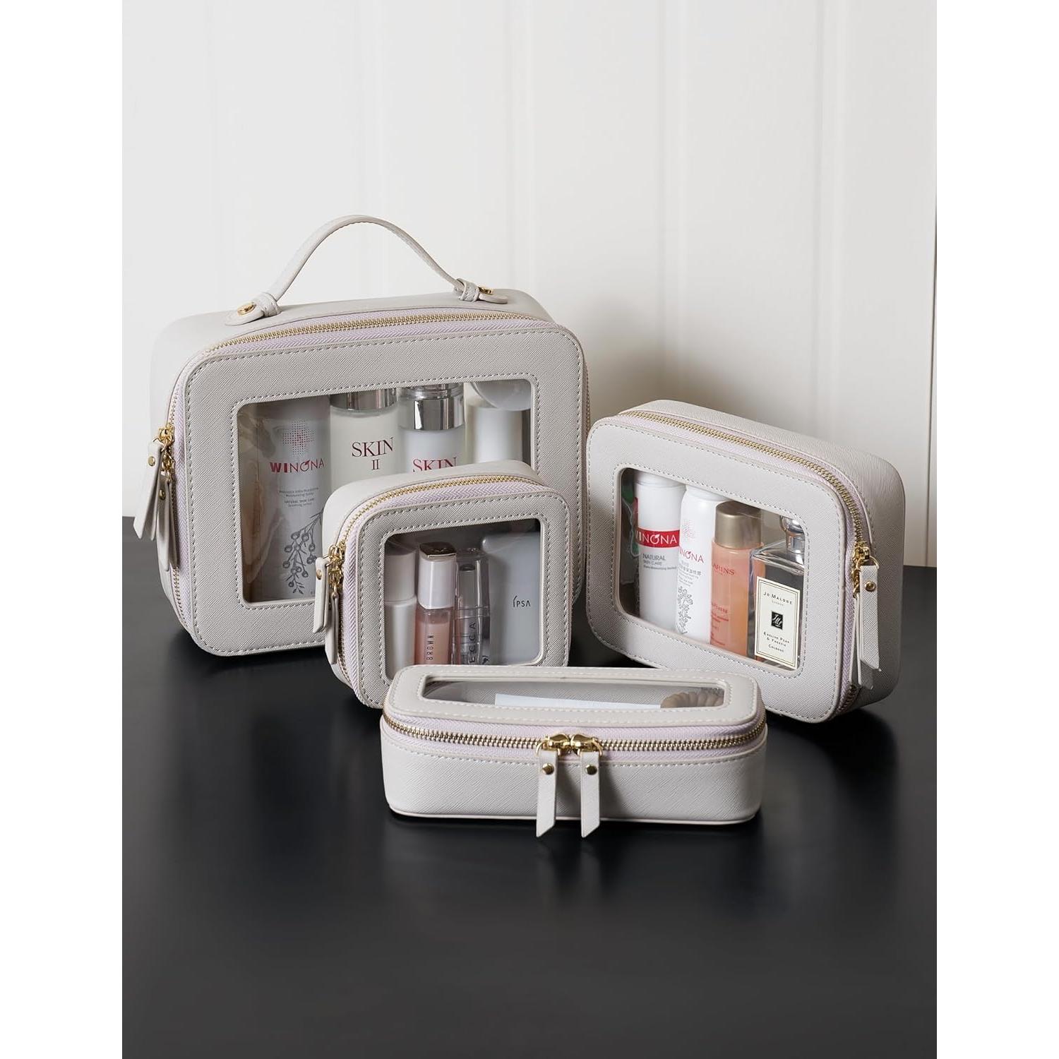 Bolsa de Maquillaje Transparente Popvibe Doble Elegancia 2 Piezas