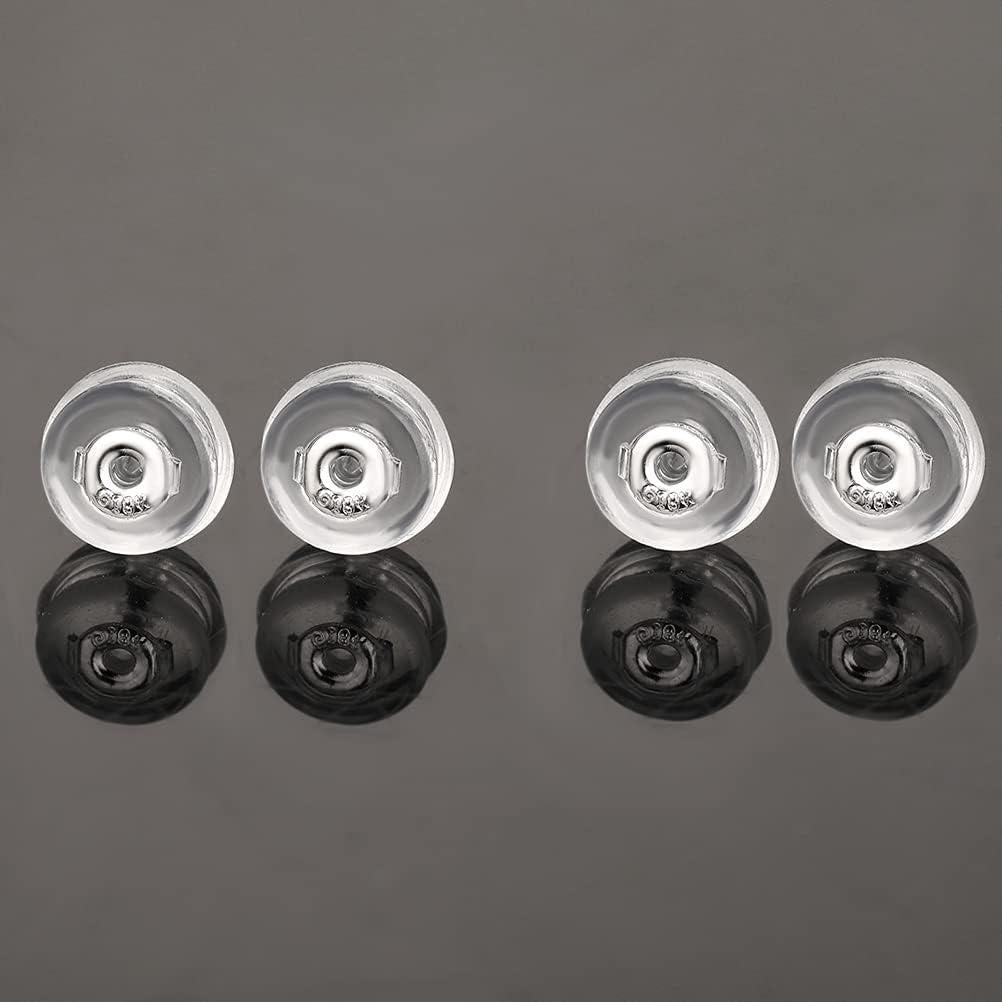 Respaldos de Aretes de Silicona VOLUKA - 2 Pares Oro Blanco 14K