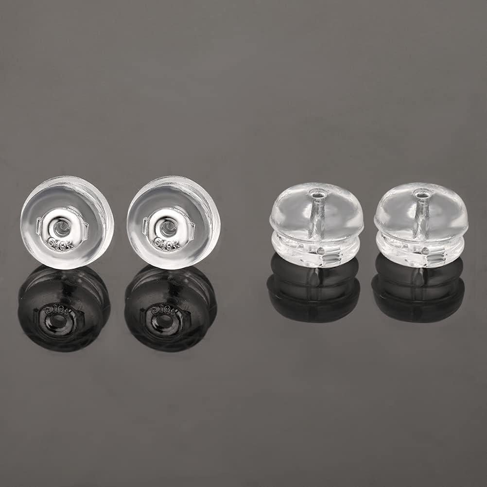 Respaldos de Aretes de Silicona VOLUKA - 2 Pares Oro Blanco 14K