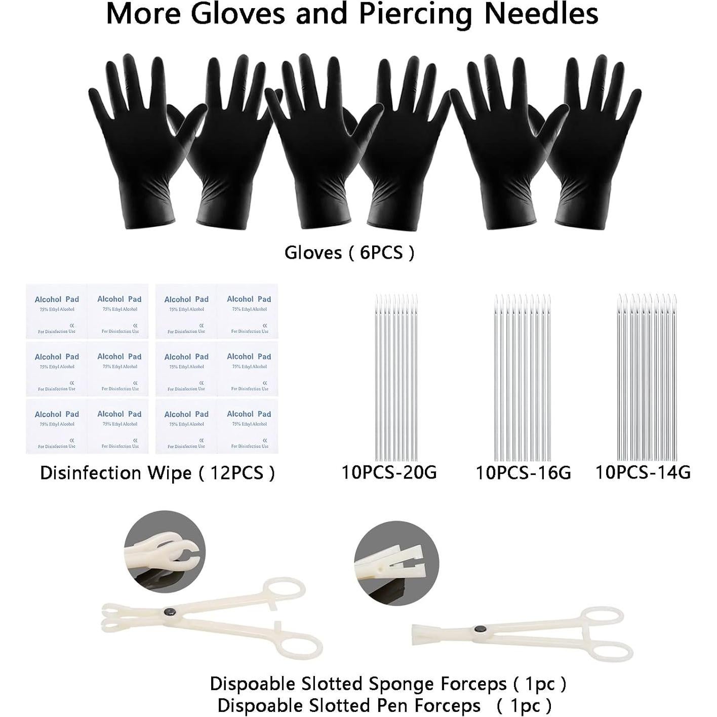 Kit de Piercing Corporal 120PCS Acero Quirúrgico Hipoalergénico