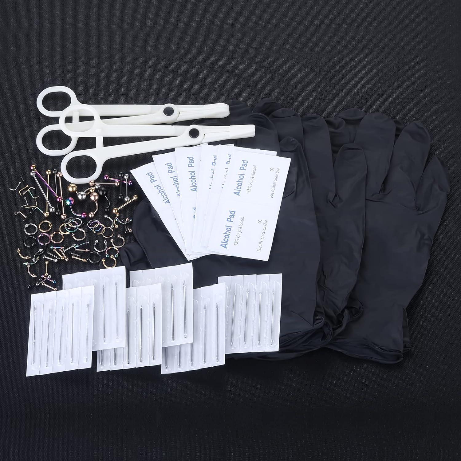 Kit de Piercing Corporal 120PCS Acero Quirúrgico Hipoalergénico