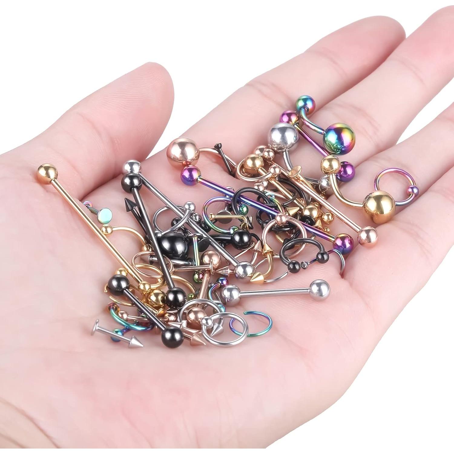 Kit de Piercing Corporal 120PCS Acero Quirúrgico Hipoalergénico