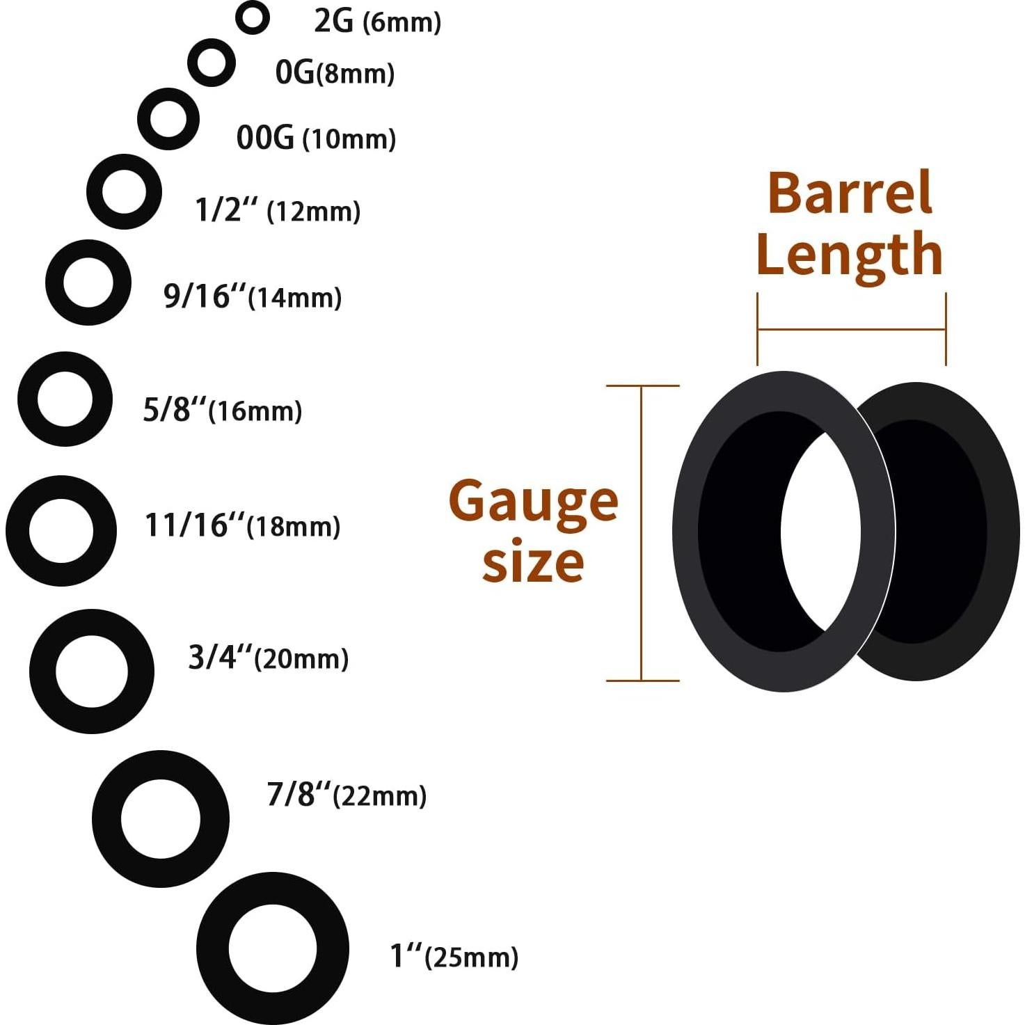 Longbeauty Kit de Túneles de Silicona 20 Piezas 2g-25mm