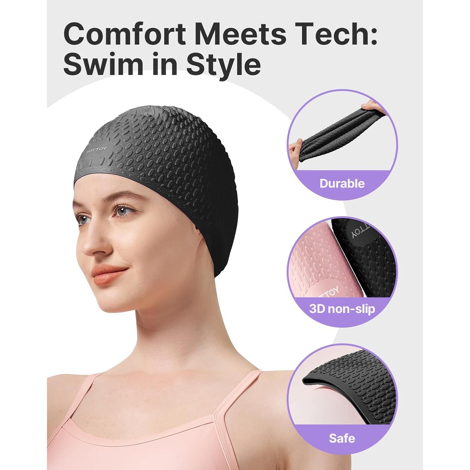 Gorro de Natación YOTTOY para Mujeres - Silicona Impermeable