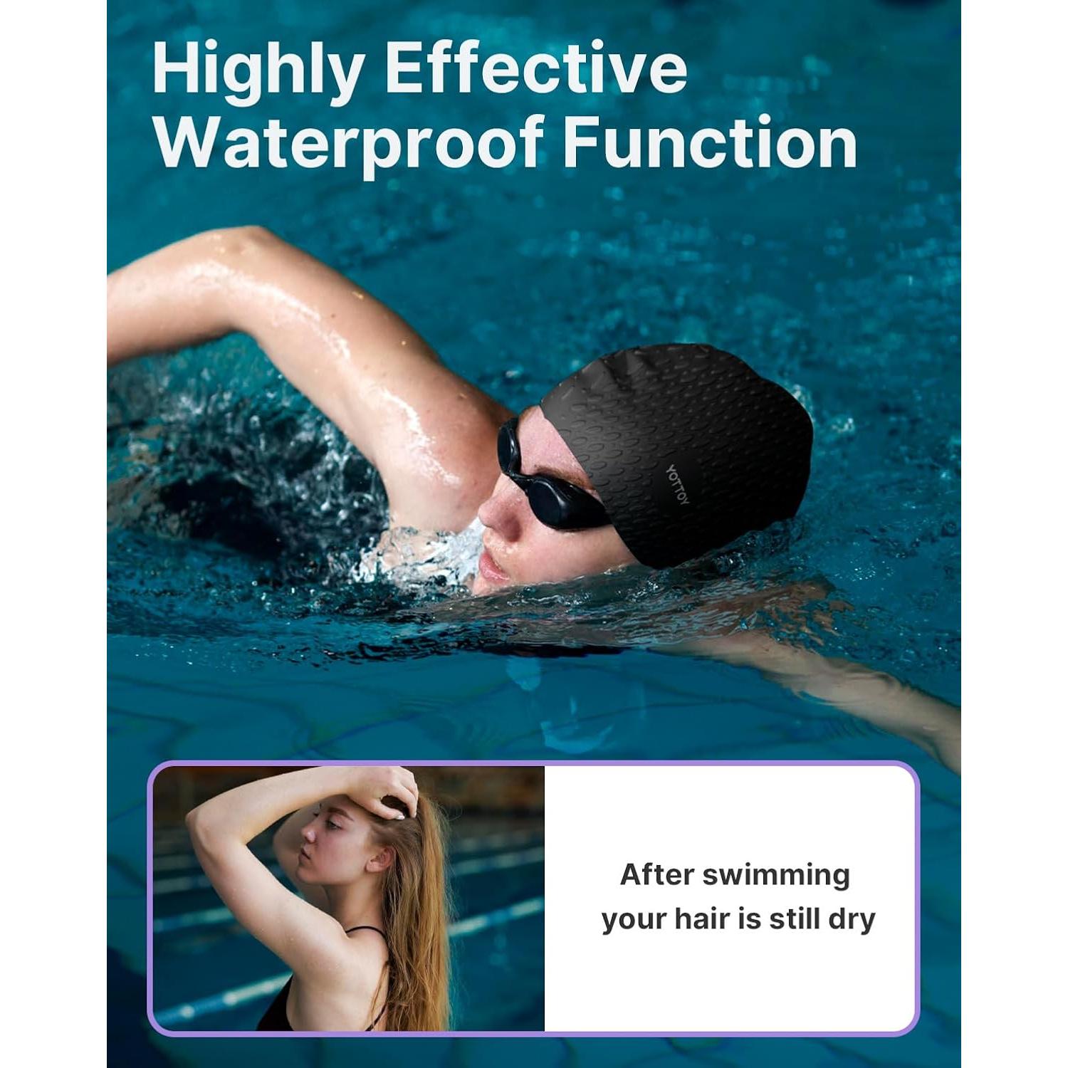 Gorro de Natación YOTTOY para Mujeres - Silicona Impermeable