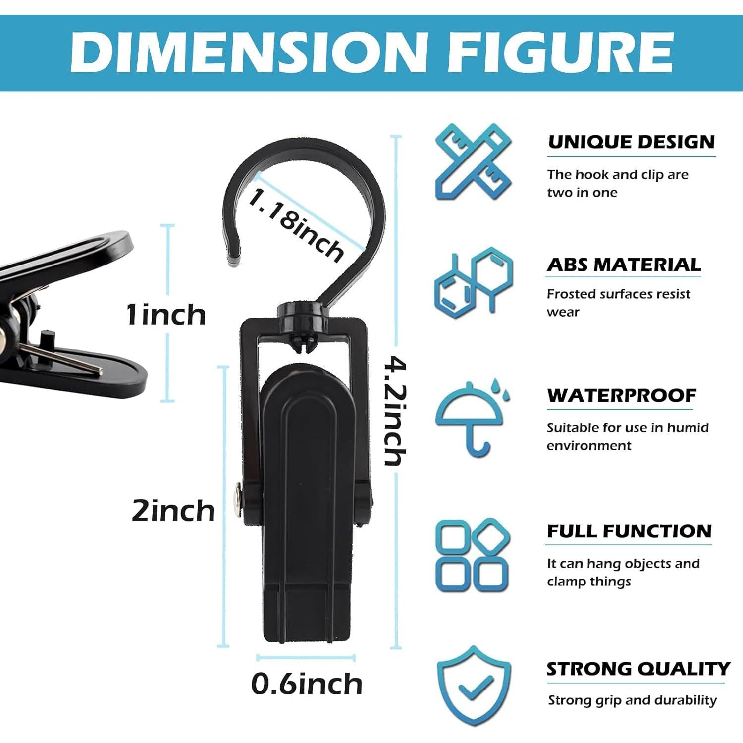 20 Ganchos de Lavandería Giratorios Sermuok 10.67 cm Negro