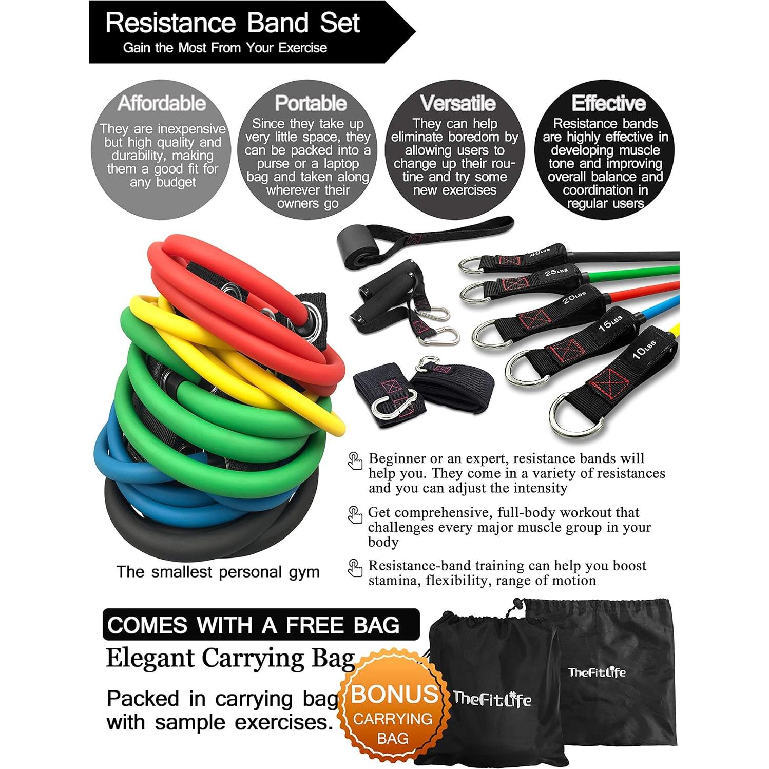Bandas de Resistencia TheFitLife TFL-Resbands 10-110 lbs