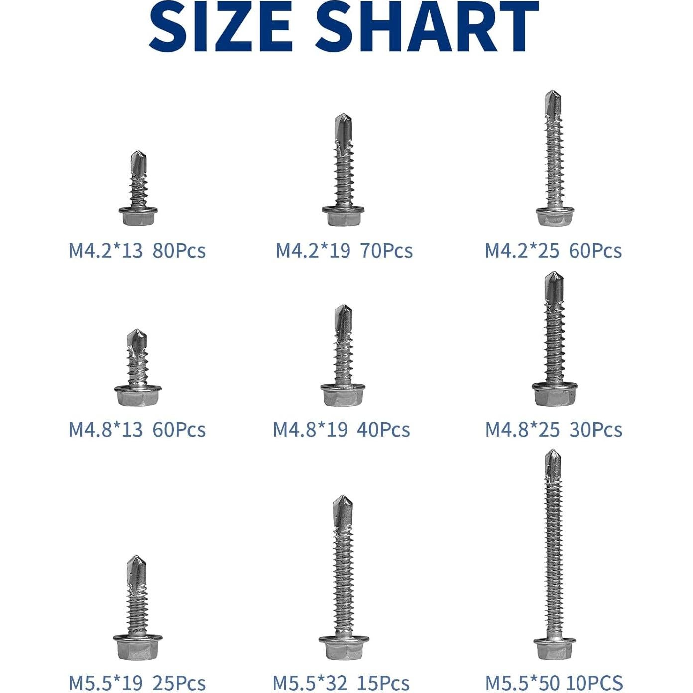 Kit de 390 Tornillos Autoperforantes Acero Inoxidable GOOBETTER