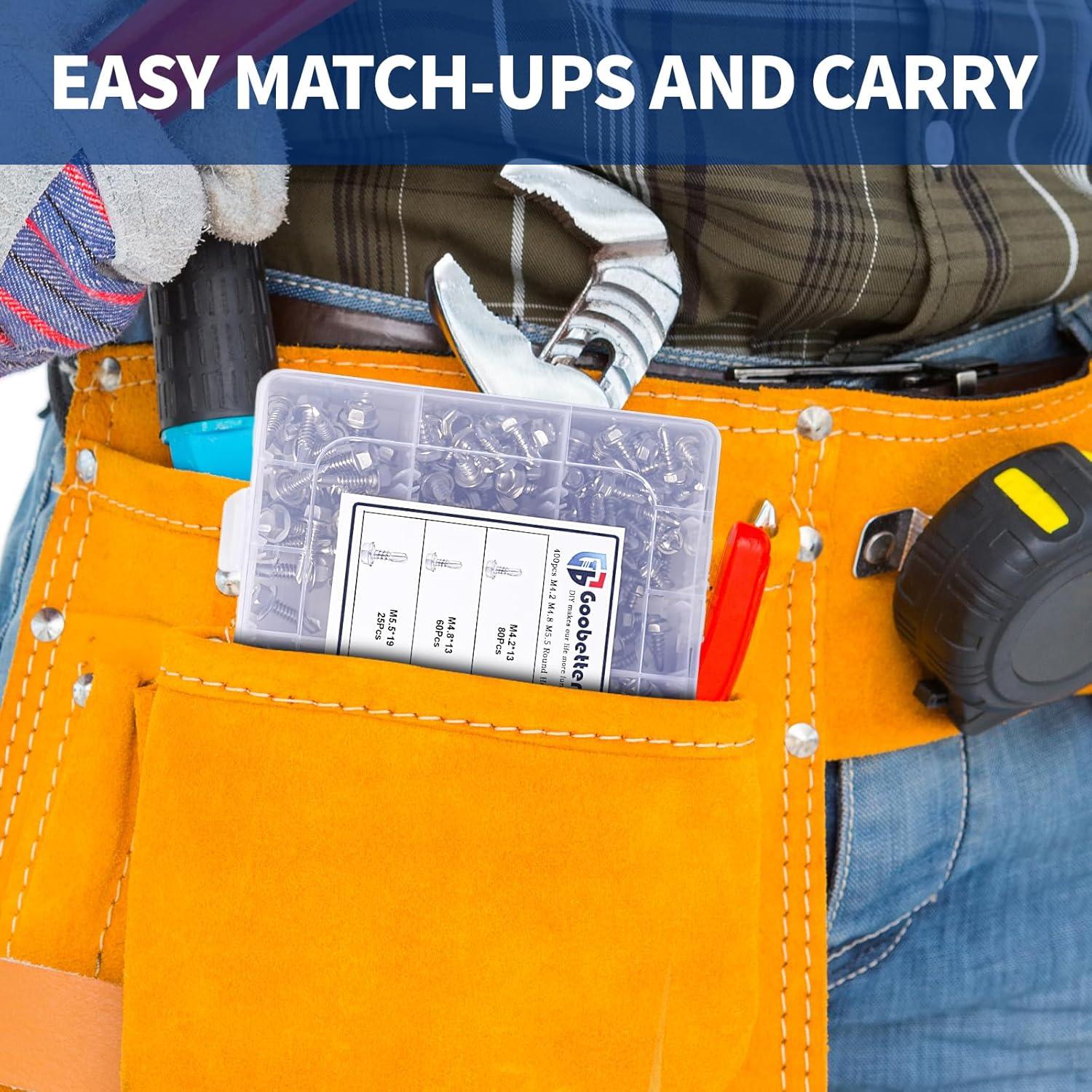 Kit de 390 Tornillos Autoperforantes Acero Inoxidable GOOBETTER