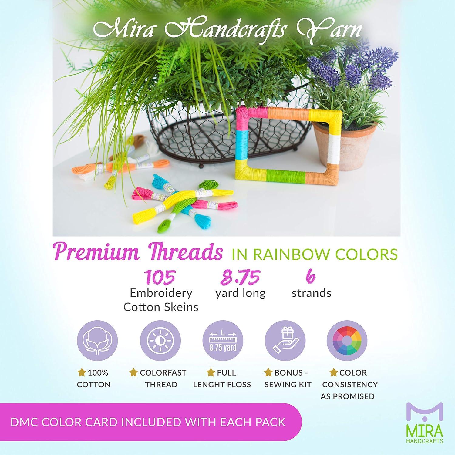 Kit de Hilo de Bordado Arcoíris Mira HandCrafts - 105 Madejas