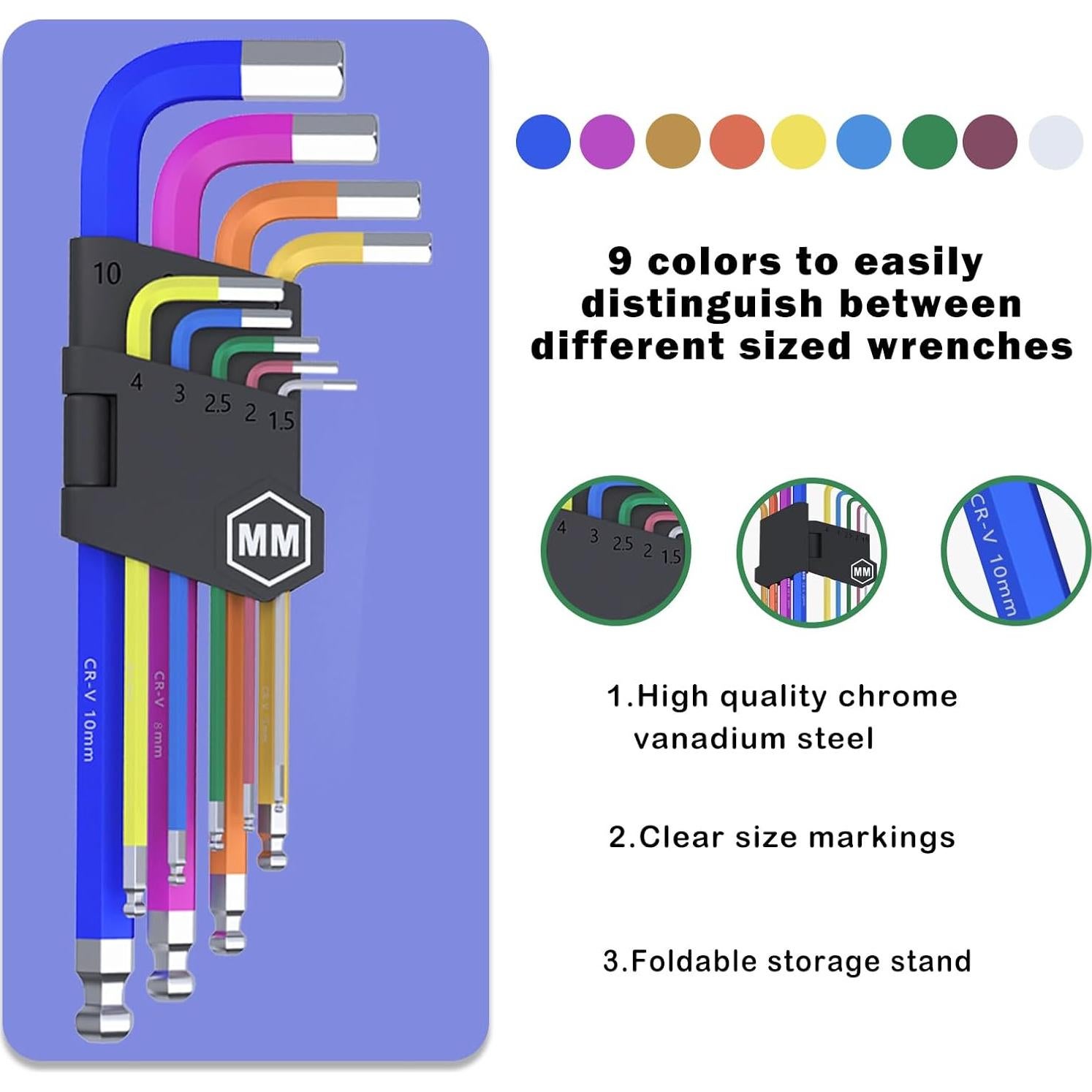 Juego de Llaves Allen Kimapeso 9 Piezas Métricas 1.5 a 10mm