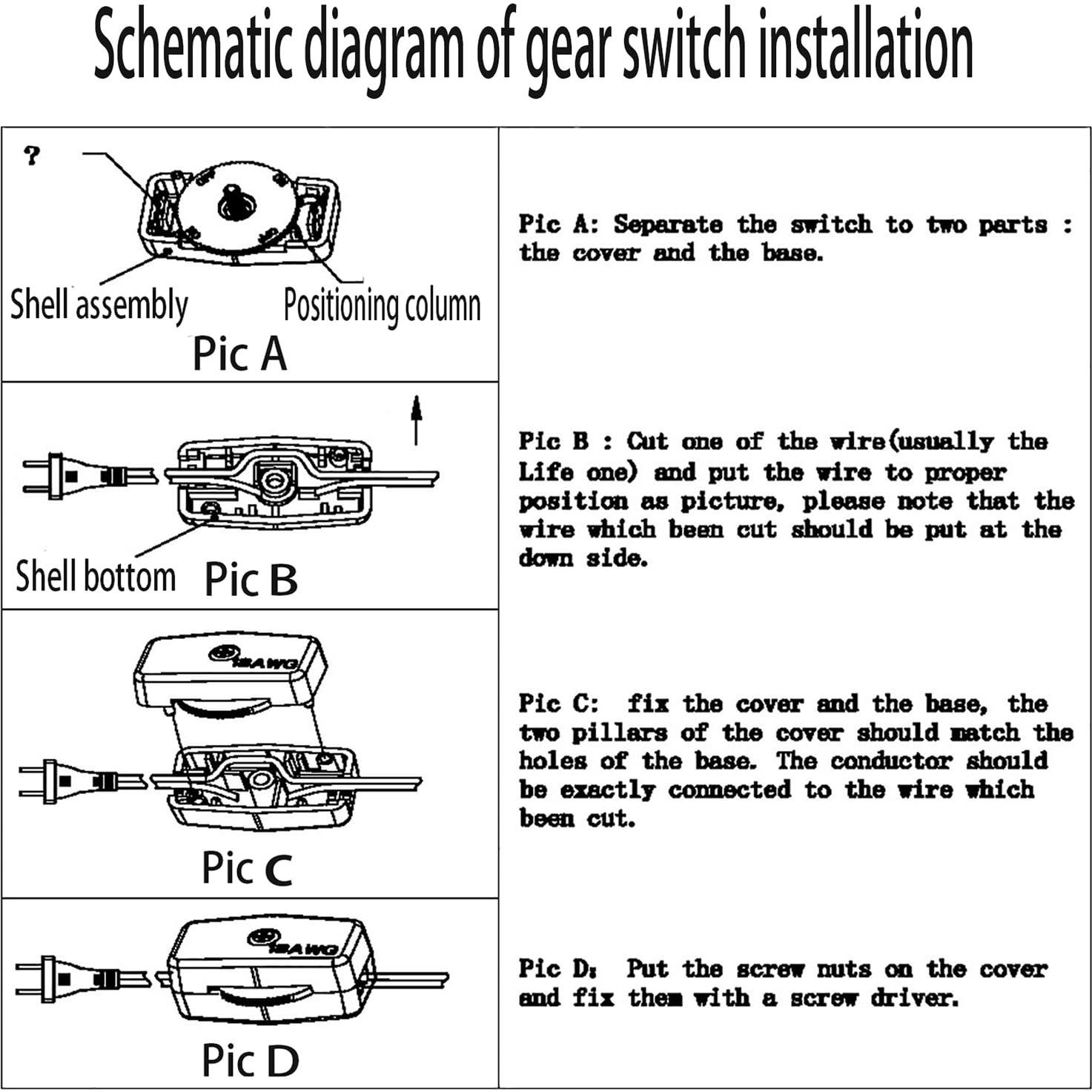 Interruptor Rotativo Inline AXLIZER para Cable de Lámpara 18/2