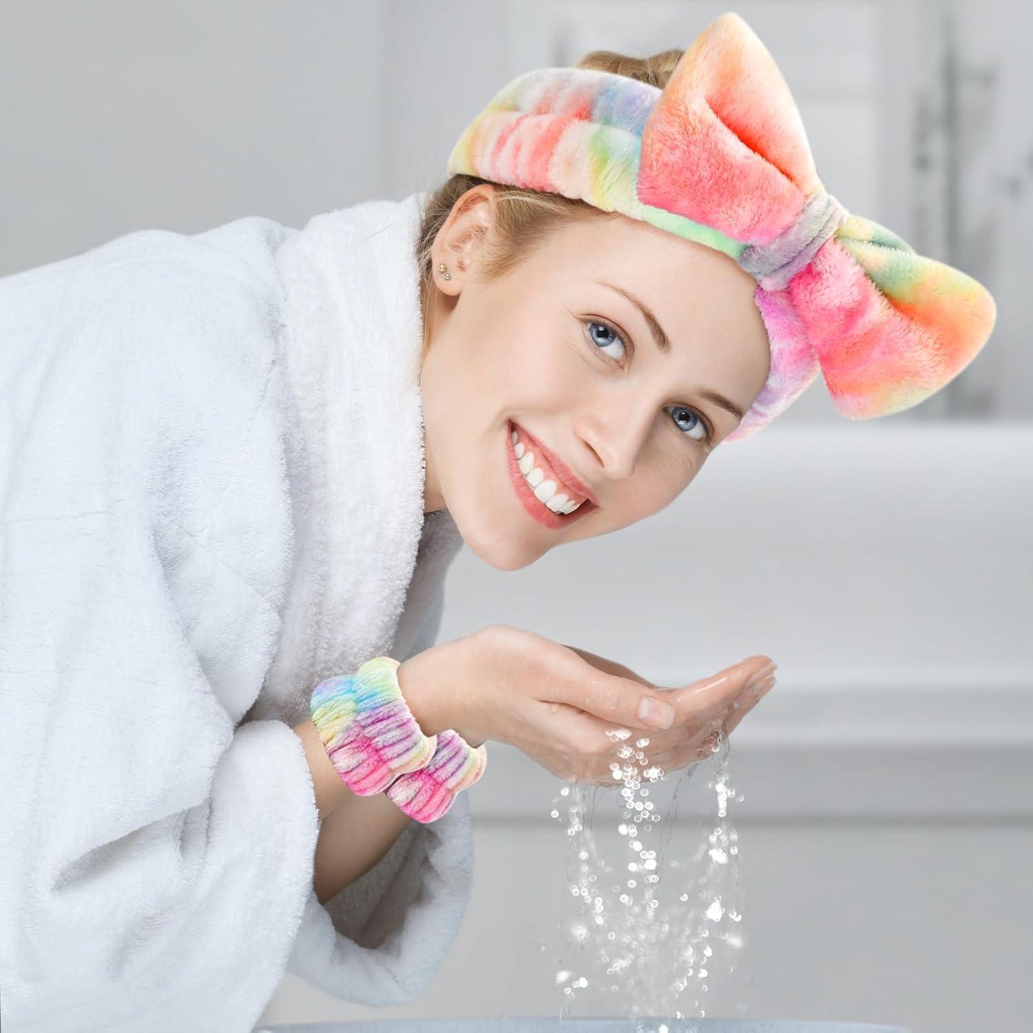 Juego de 6 bandas de microfibra Wteehn para spa y lavado facial