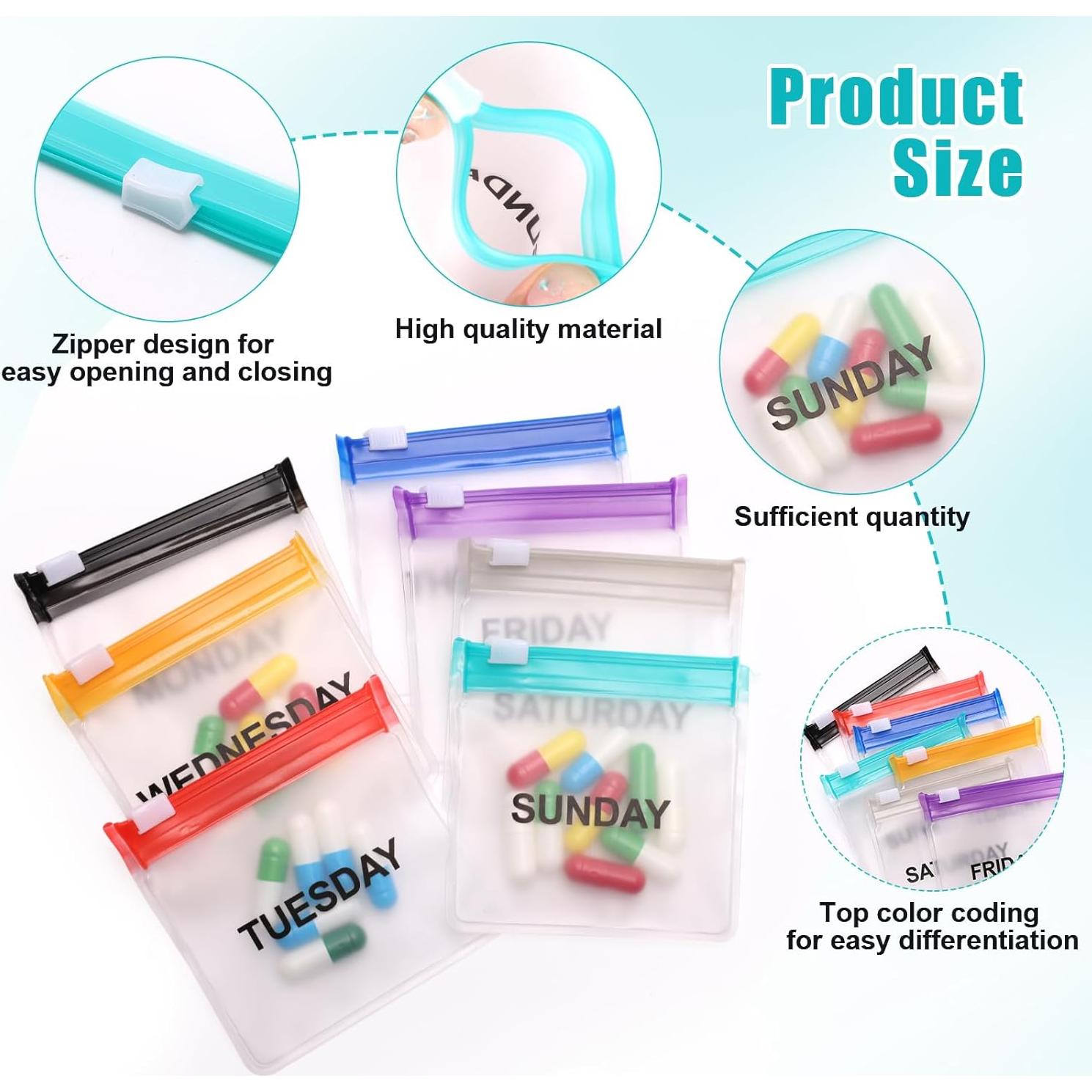 Bolsas de Píldoras Reutilizables Anglecai 35 Unidades 75x75mm