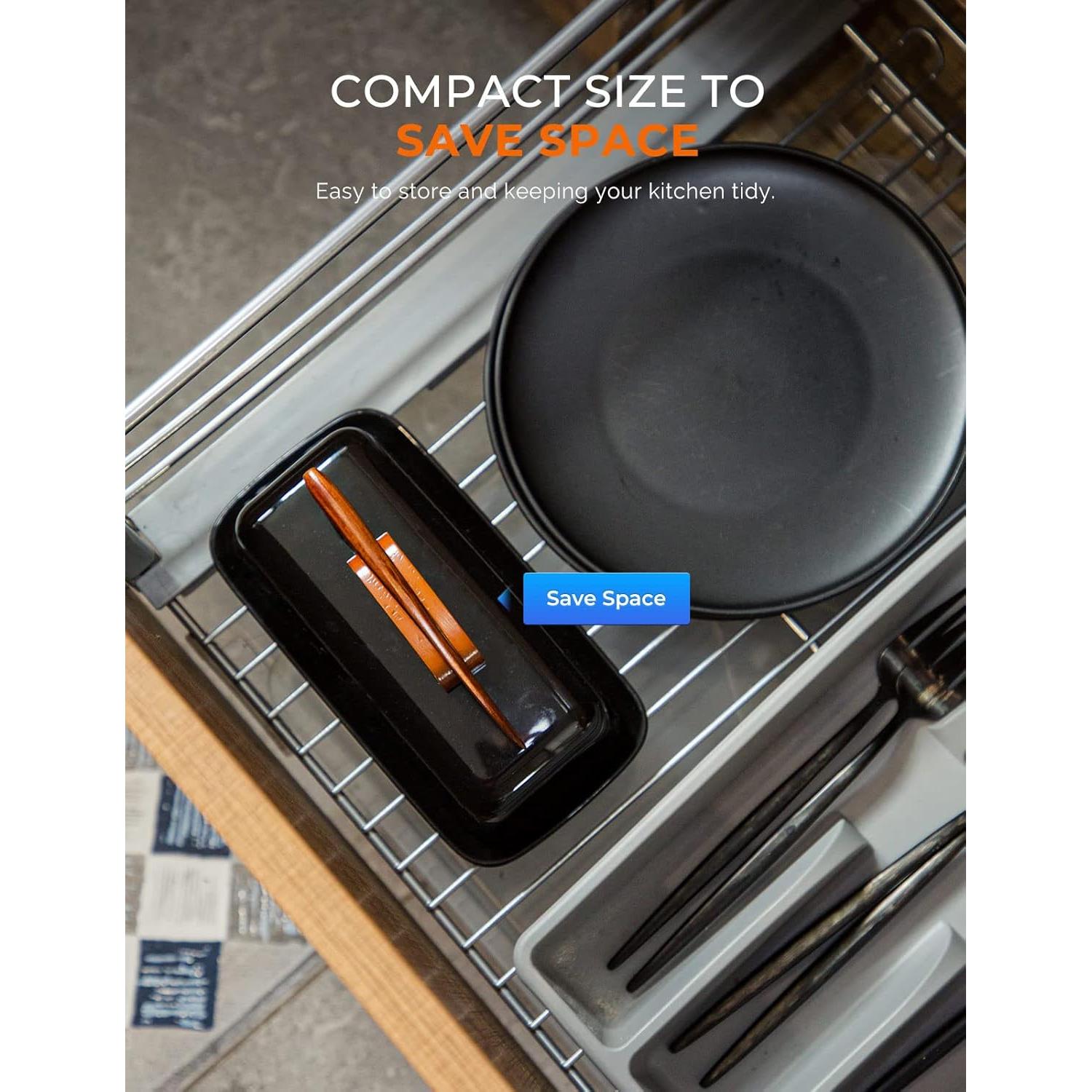 Plato de Mantequilla Cerámica AISBUGUR Negro con Tapa y Cuchillo