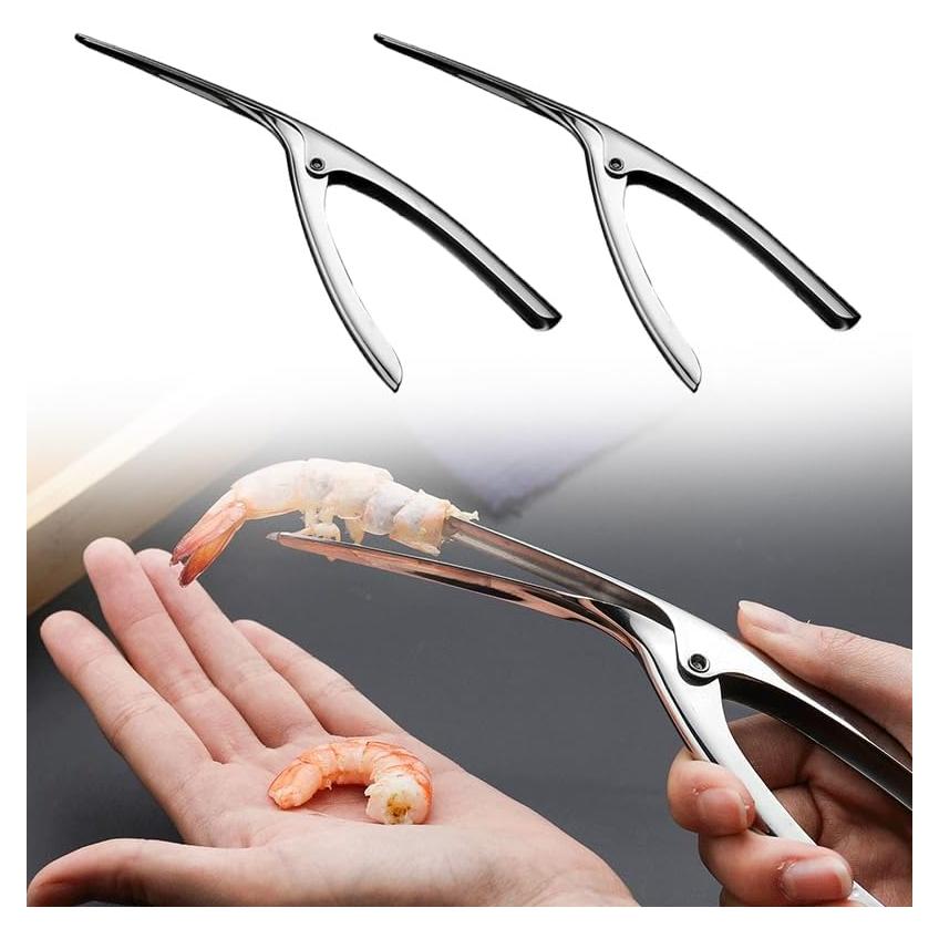 Paquete de 2 Herramientas de Acero Inoxidable Yopolaz para Limpiar Camarones