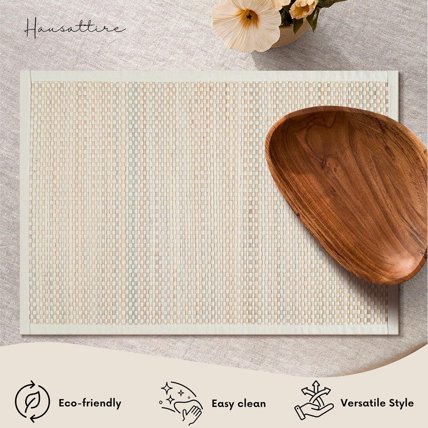 Manteles de Bambú Hausattire Set de 4 33x48 cm Beige