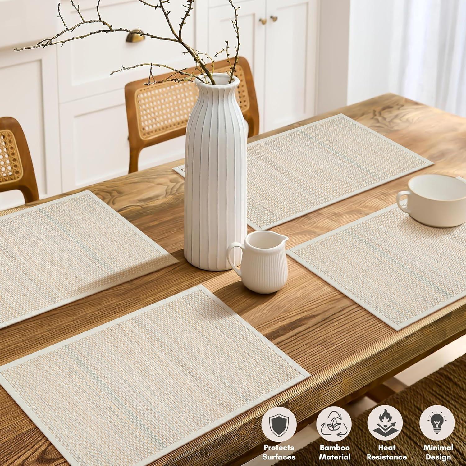 Manteles de Bambú Hausattire Set de 4 33x48 cm Beige