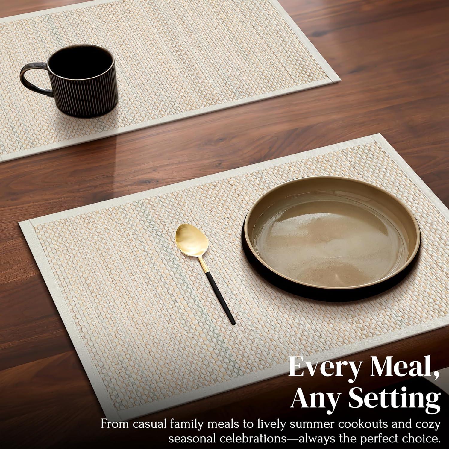 Manteles de Bambú Hausattire Set de 4 33x48 cm Beige