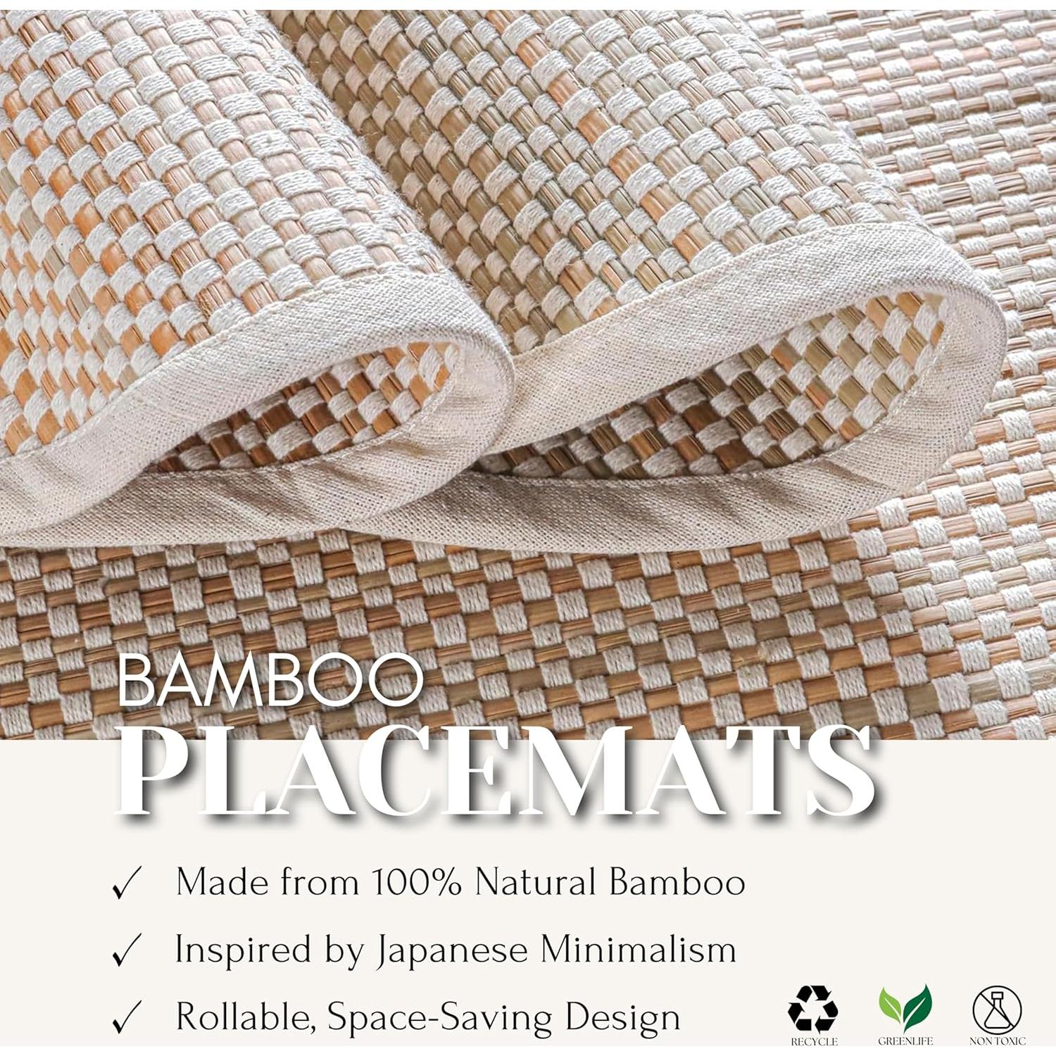Manteles de Bambú Hausattire Set de 4 33x48 cm Beige