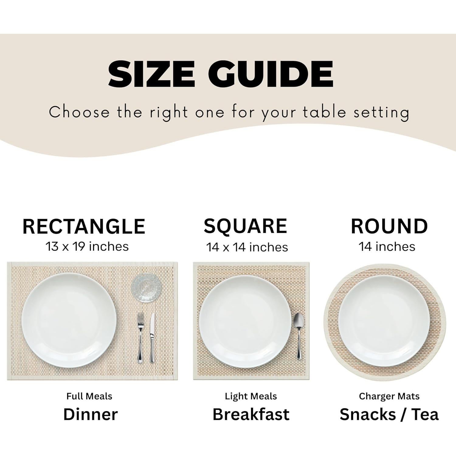 Manteles de Bambú Hausattire Set de 4 33x48 cm Beige