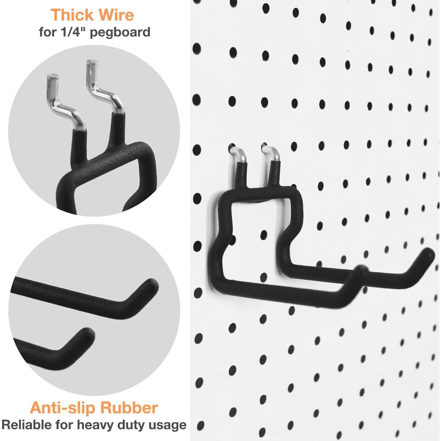 Ganchos para Tablero de Clavos G.CORE 24 Piezas Metal Negro