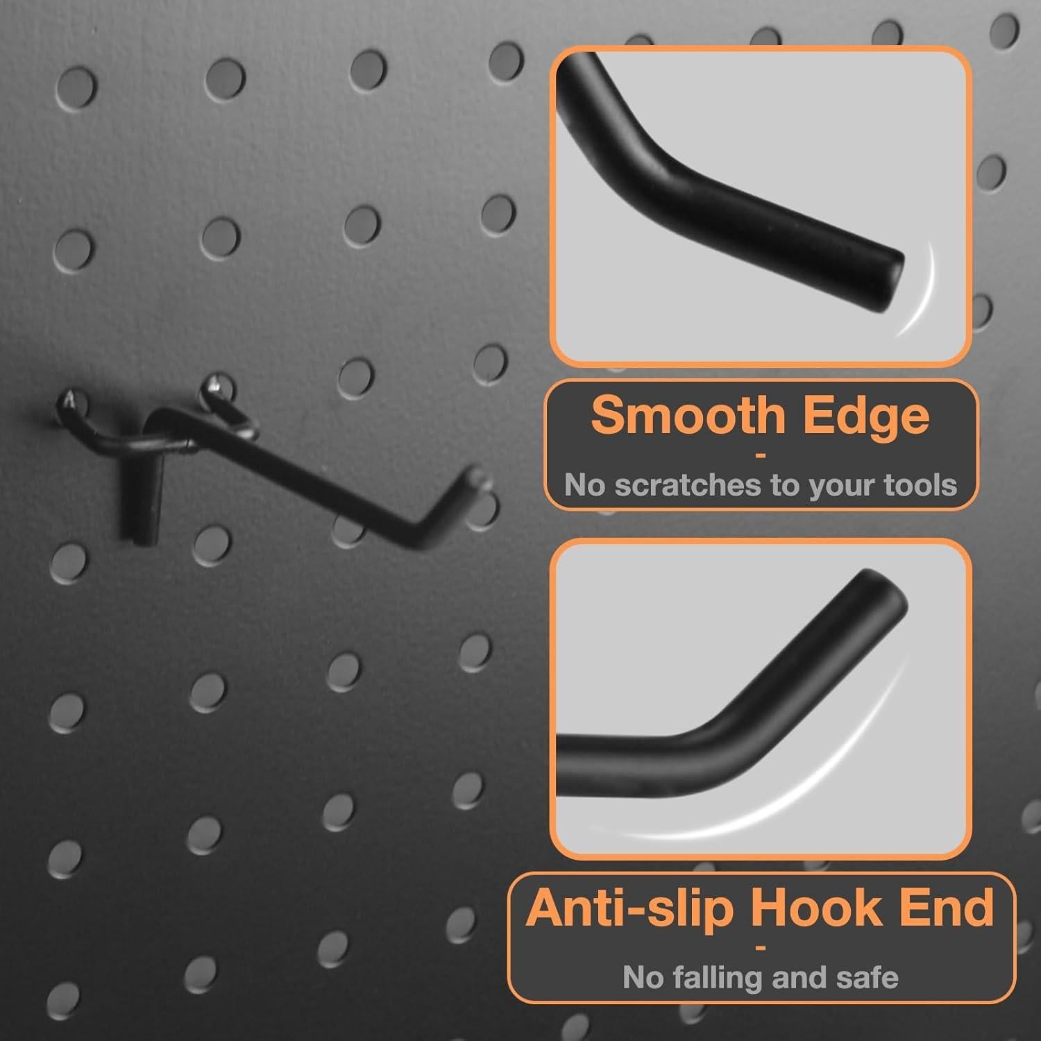 Ganchos para Tablero de Clavos G.CORE 24 Piezas Metal Negro