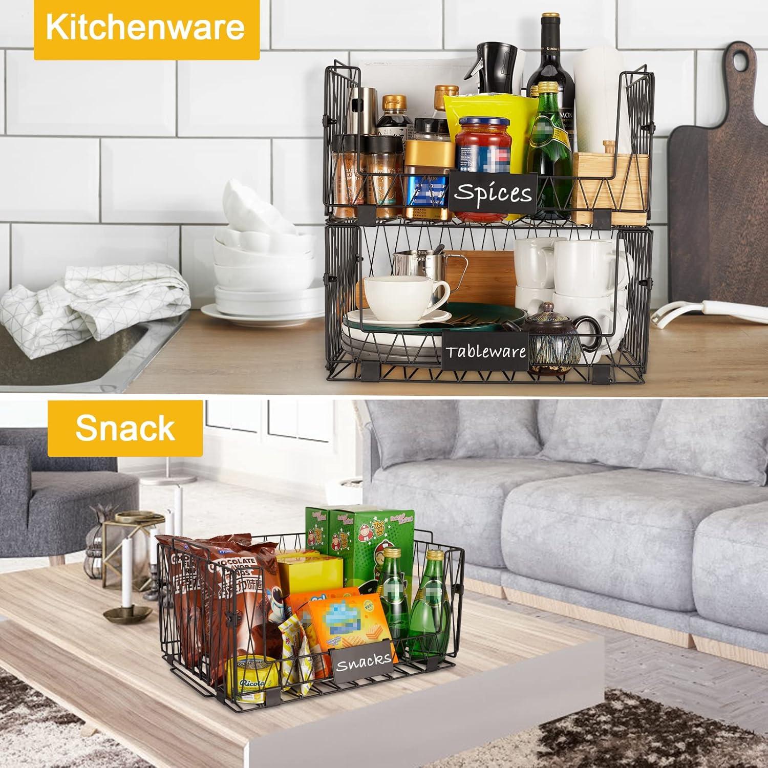 2 Cestas de Almacenamiento Dxlac de Metal Apilables 40.96x29.5cm