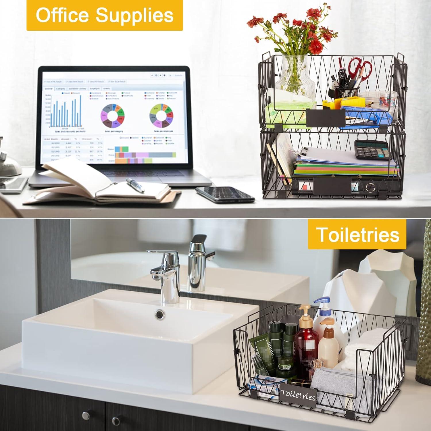 2 Cestas de Almacenamiento Dxlac de Metal Apilables 40.96x29.5cm