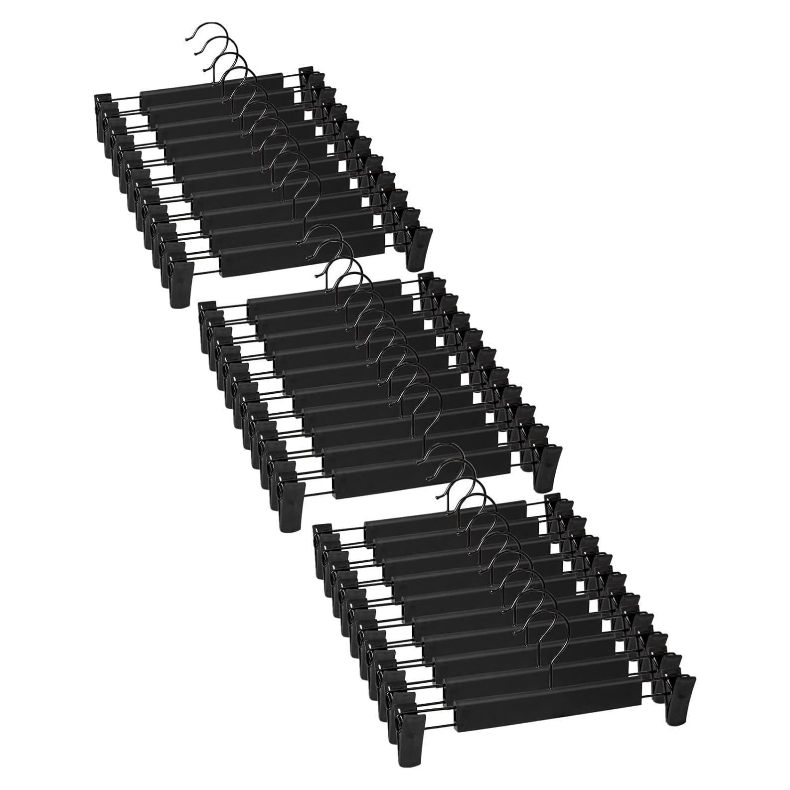 30 Perchas para Pantalones Lamitocs con Clips Ajustables Negro