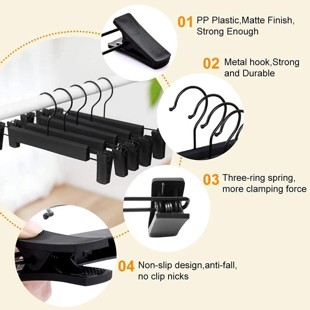 30 Perchas para Pantalones Lamitocs con Clips Ajustables Negro