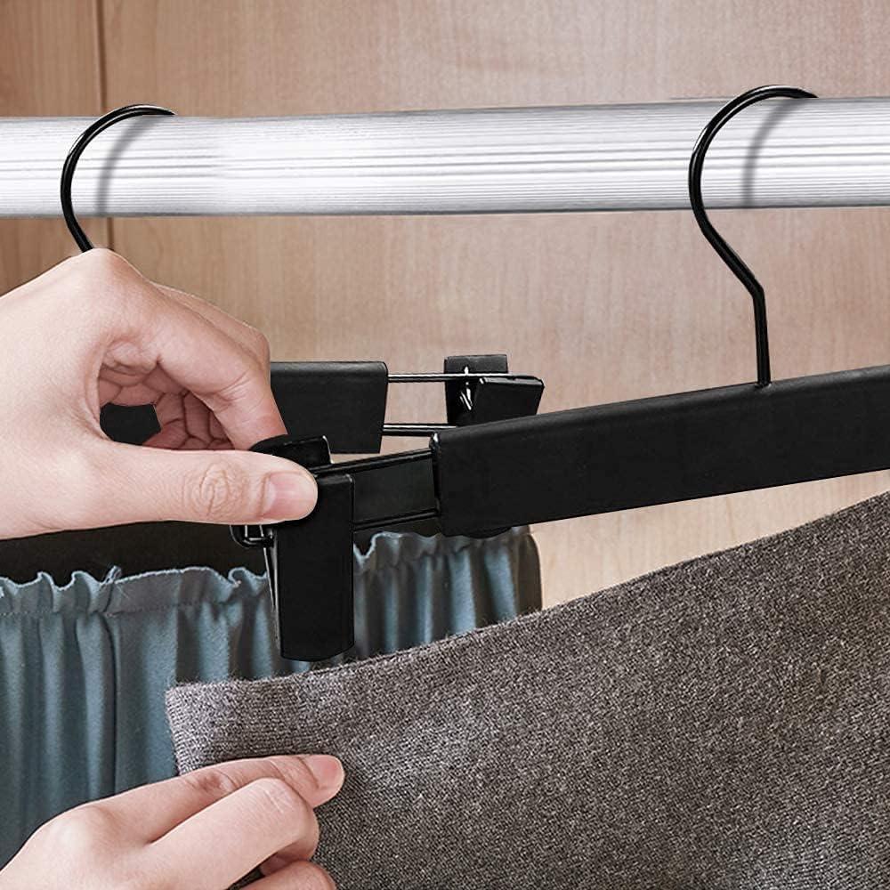 30 Perchas para Pantalones Lamitocs con Clips Ajustables Negro