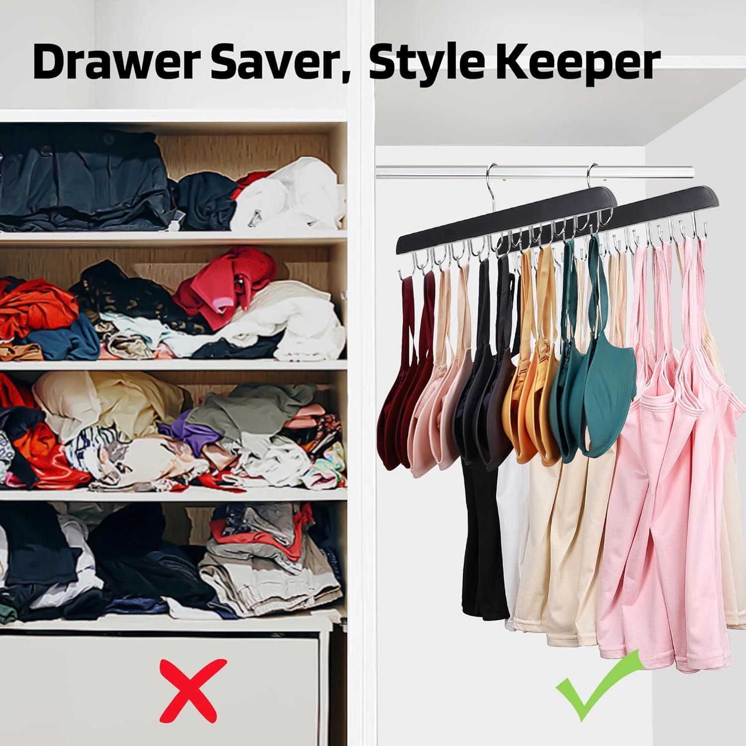 Pack de 2 Perchas de Madera Necamocu para Sujetadores y Ropa