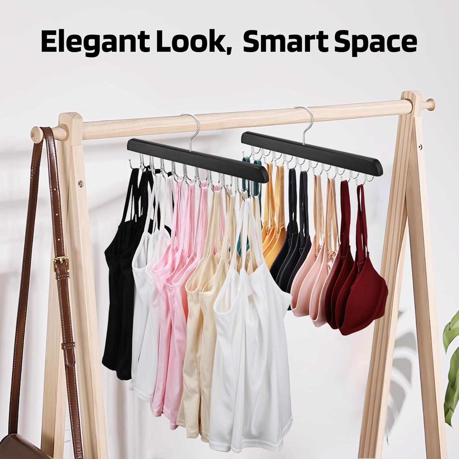 Pack de 2 Perchas de Madera Necamocu para Sujetadores y Ropa