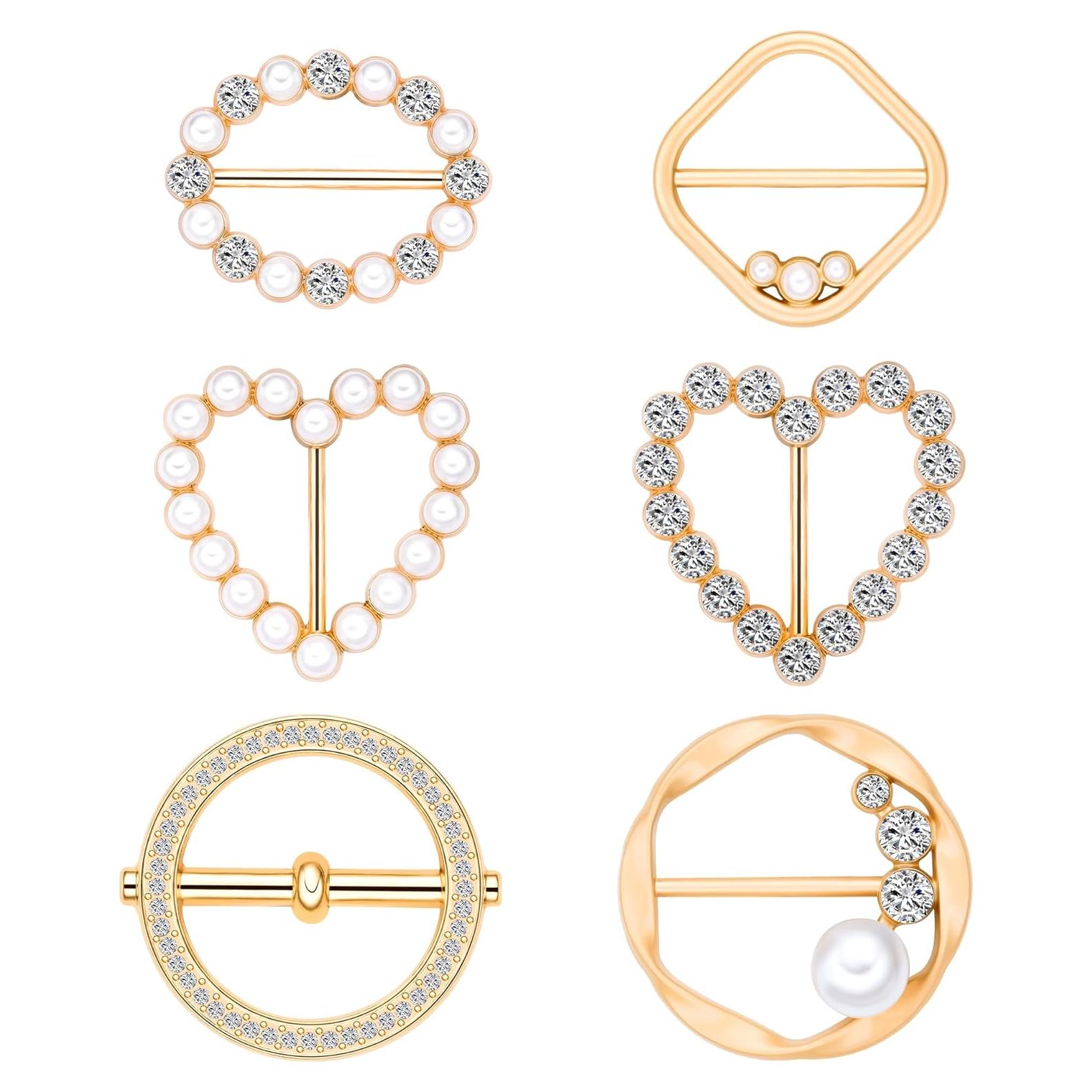 Conjunto 6 Anillos de Bufanda de Perlas Plikin para Mujeres