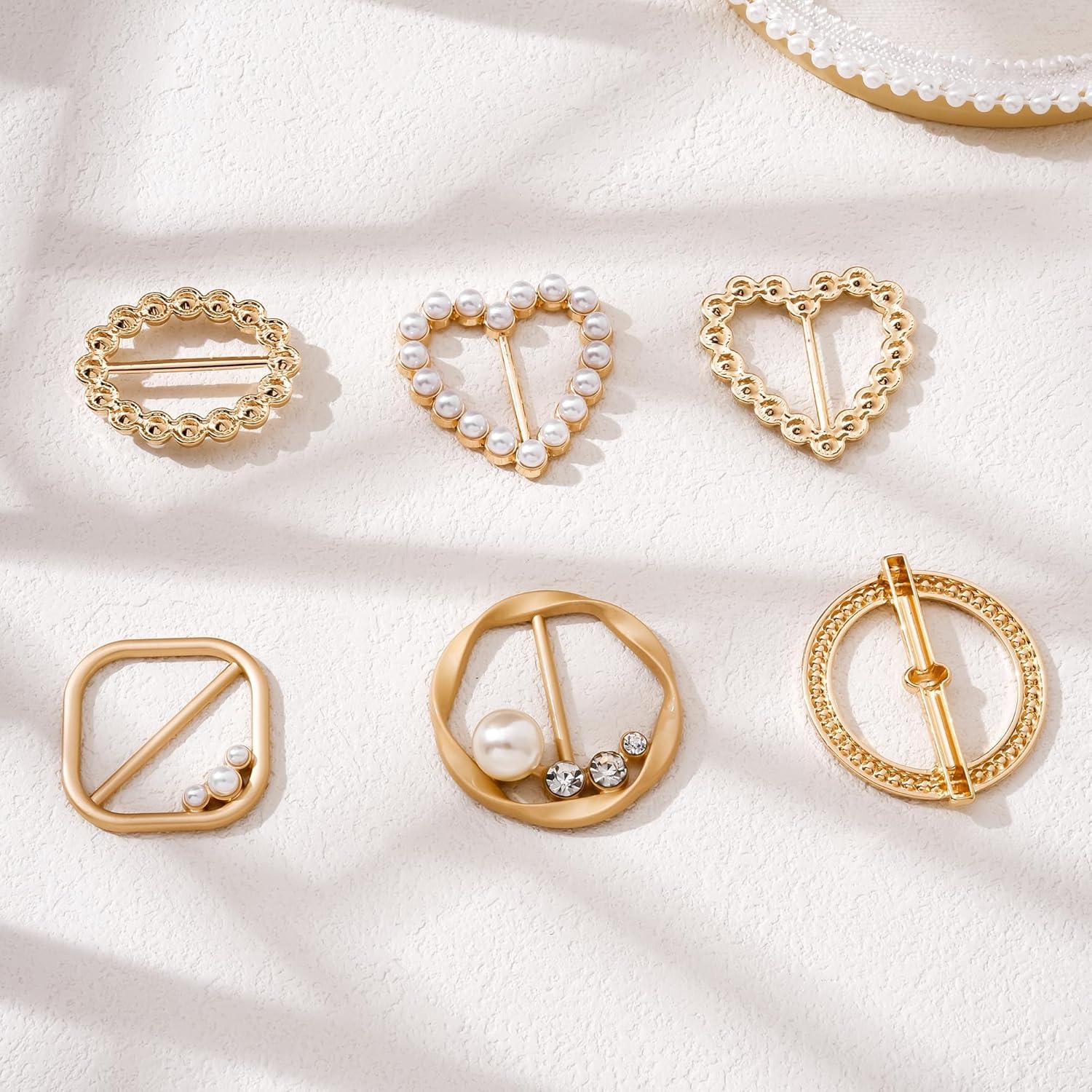 Conjunto 6 Anillos de Bufanda de Perlas Plikin para Mujeres