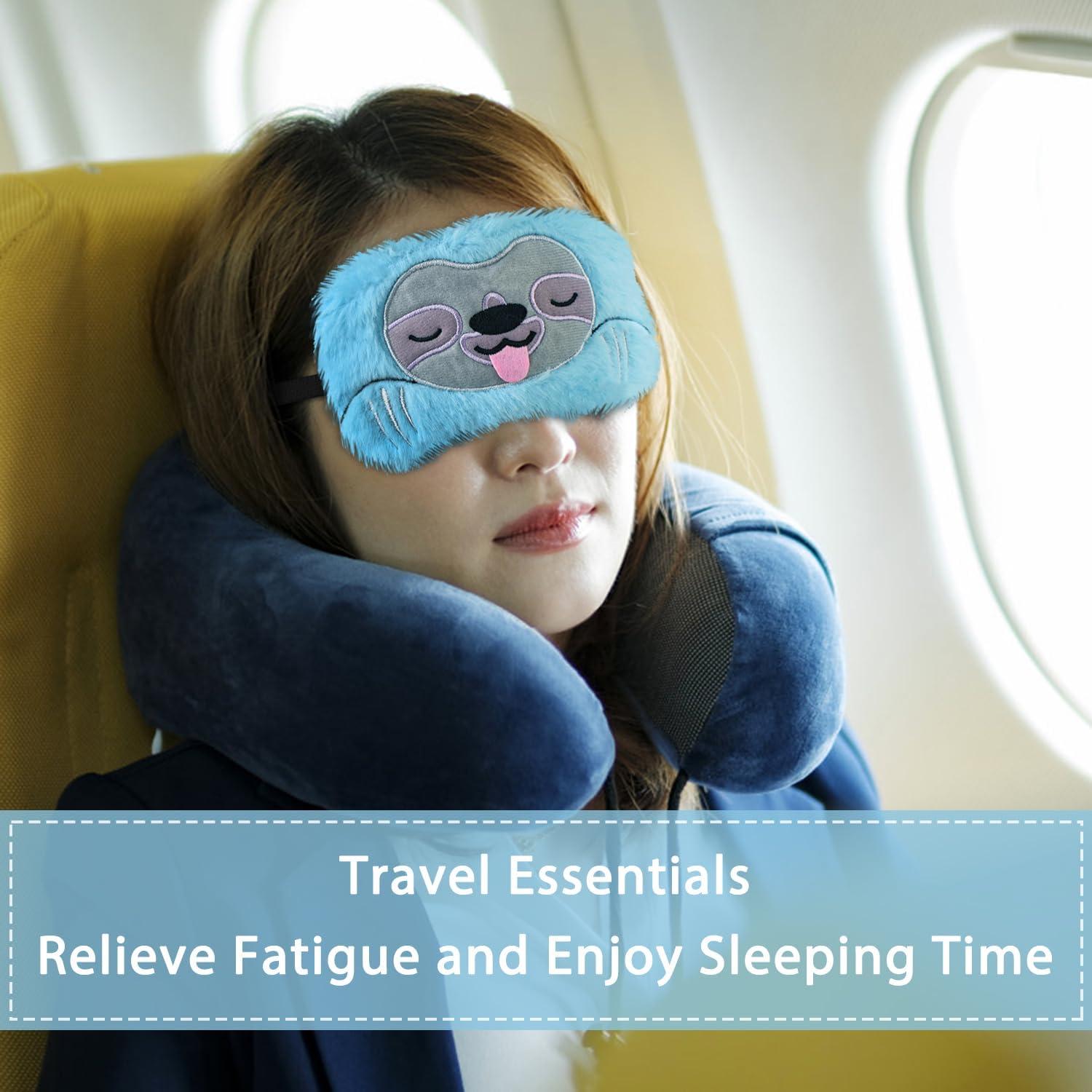 Máscara para dormir Ynaize perezoso azul suave 20x8 cm