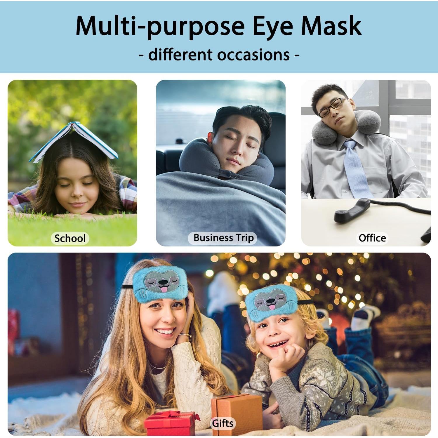 Máscara para dormir Ynaize perezoso azul suave 20x8 cm