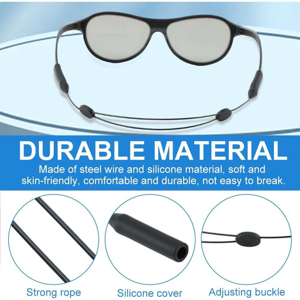 Juego de 6 correas ajustables para gafas + 2 almohadillas + bolsa