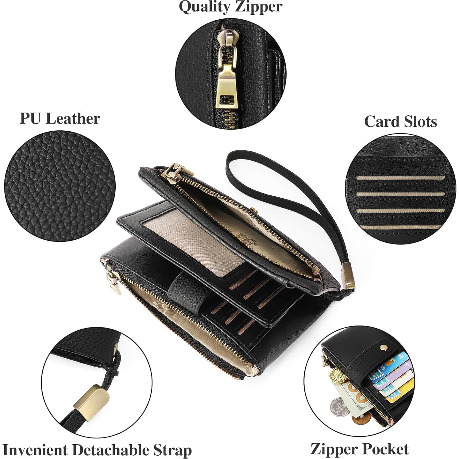 Cartera Pequeña de Cuero SENDEFN con Bloqueo RFID - Negro