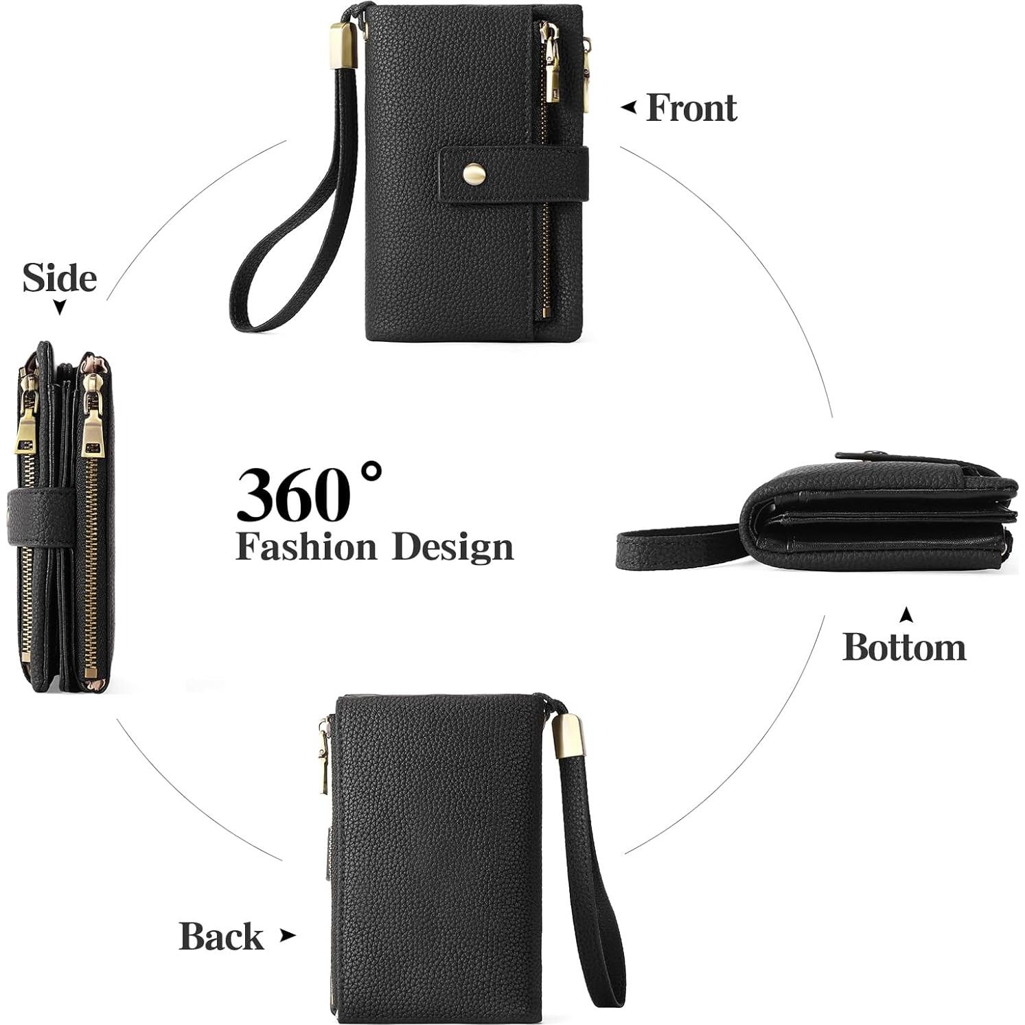 Cartera Pequeña de Cuero SENDEFN con Bloqueo RFID - Negro