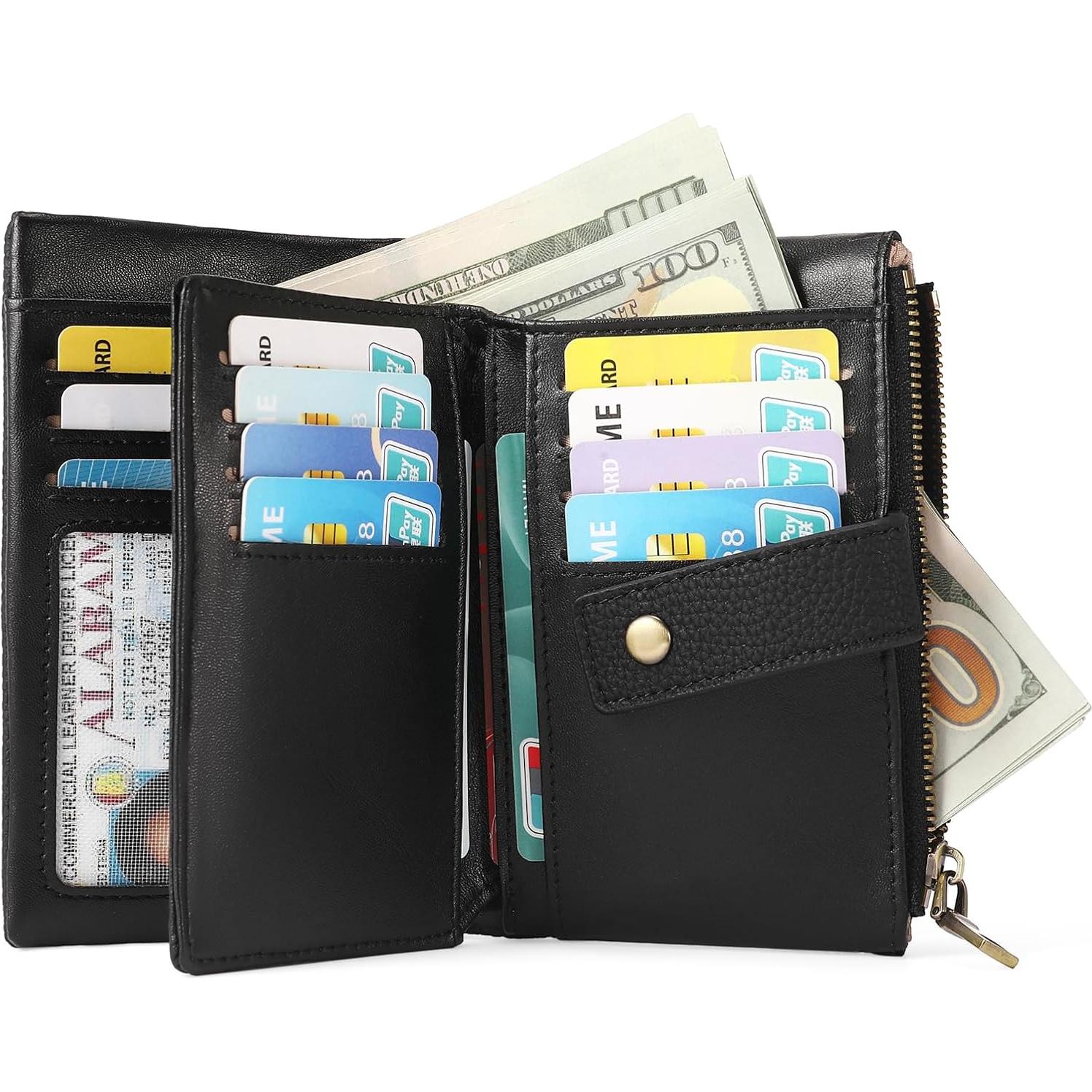 Cartera Pequeña de Cuero SENDEFN con Bloqueo RFID - Negro