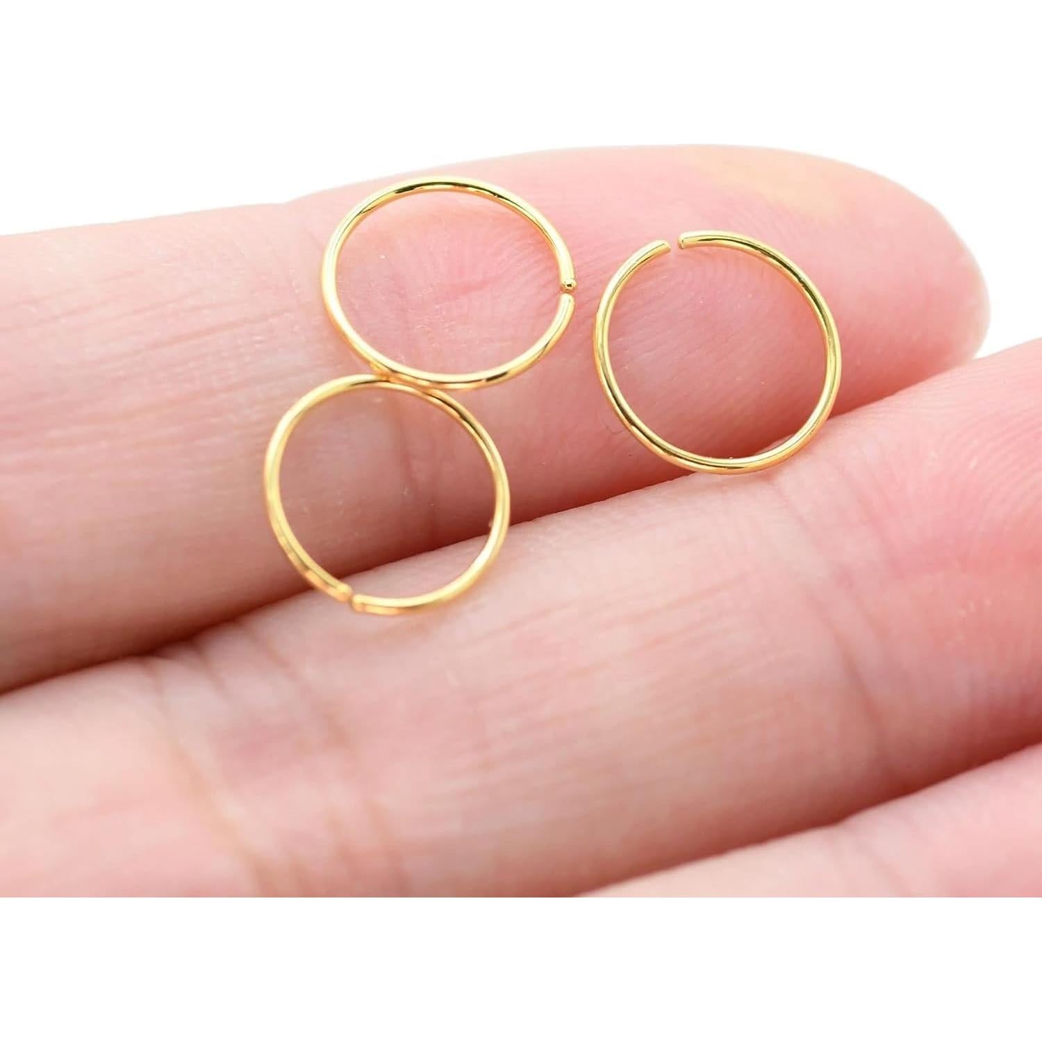 Anillos de Nariz de Oro 14K LuckyJewus 8mm 22G - 3 Piezas