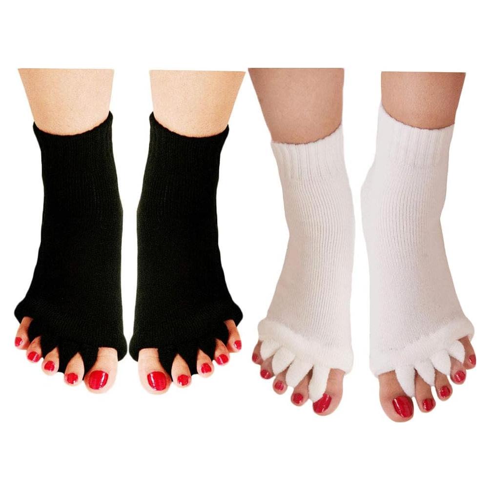 Calcetines Separadores de Dedos de Yoga 2 Pares - Alivio para Juanetes