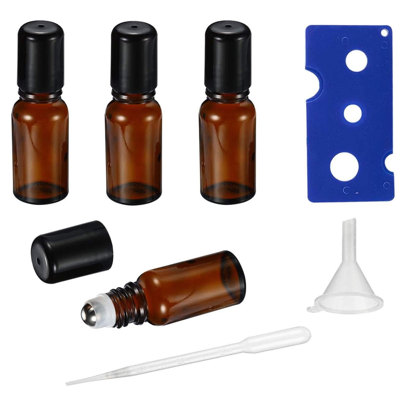 Botellas de Rodillo 5ml HEYLEAYAR Ámbar - Pack 4 Vidrio